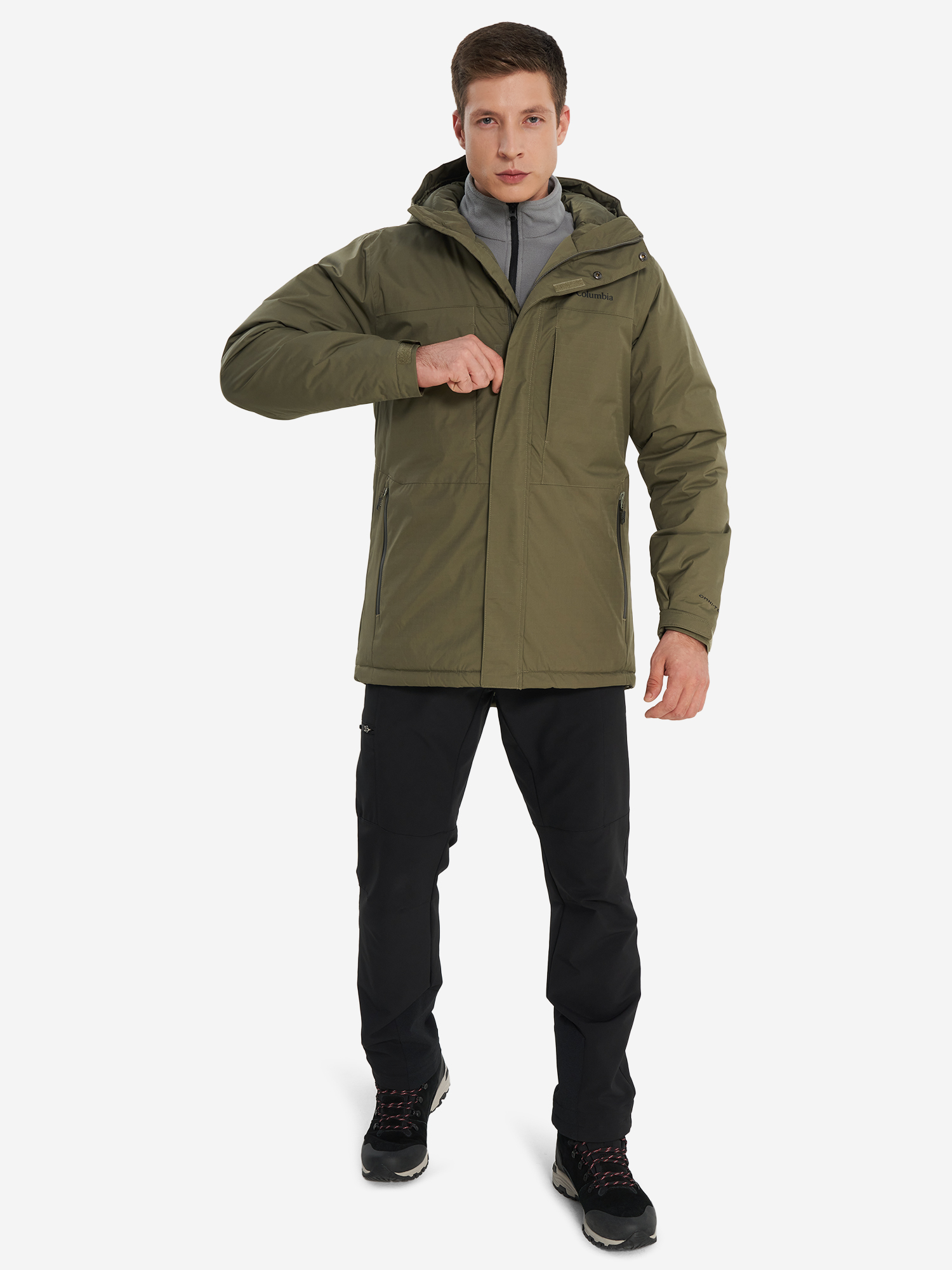 фото Пуховик мужской columbia oak harbor long insulated jacket, зеленый