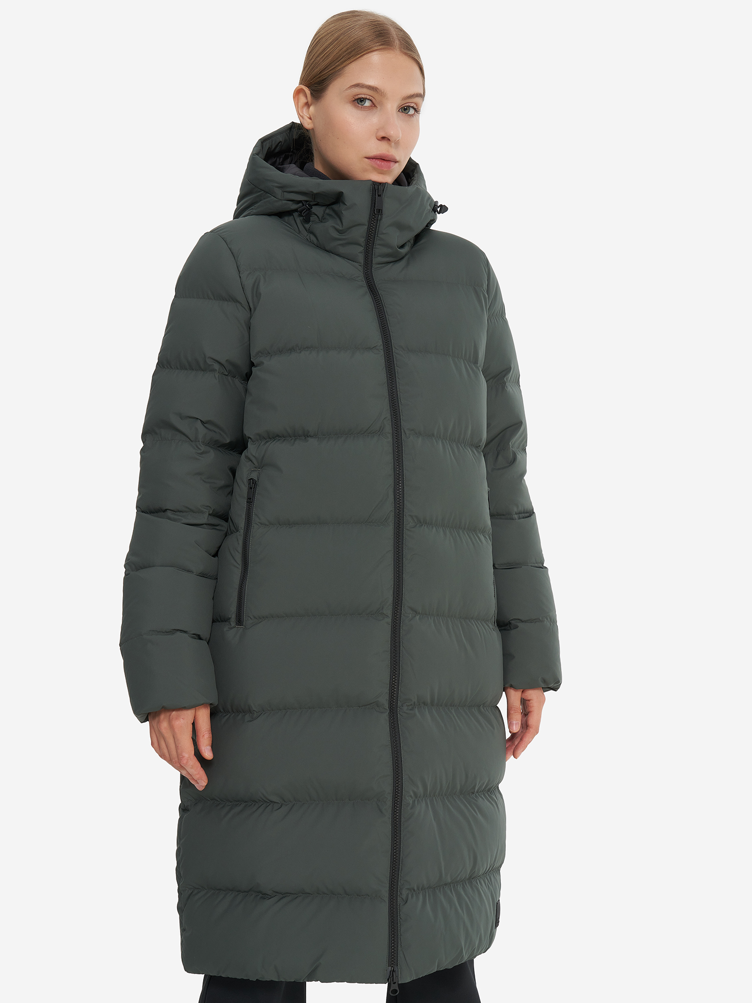 фото Пальто пуховое женское jack wolfskin frozen palace, зеленый