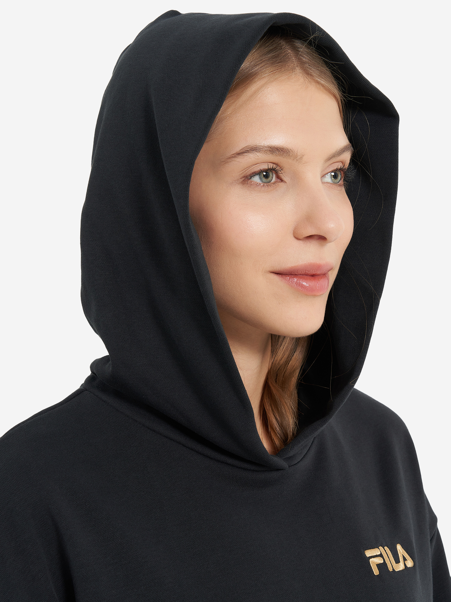 фото Худи женское оверсайз fila, черный