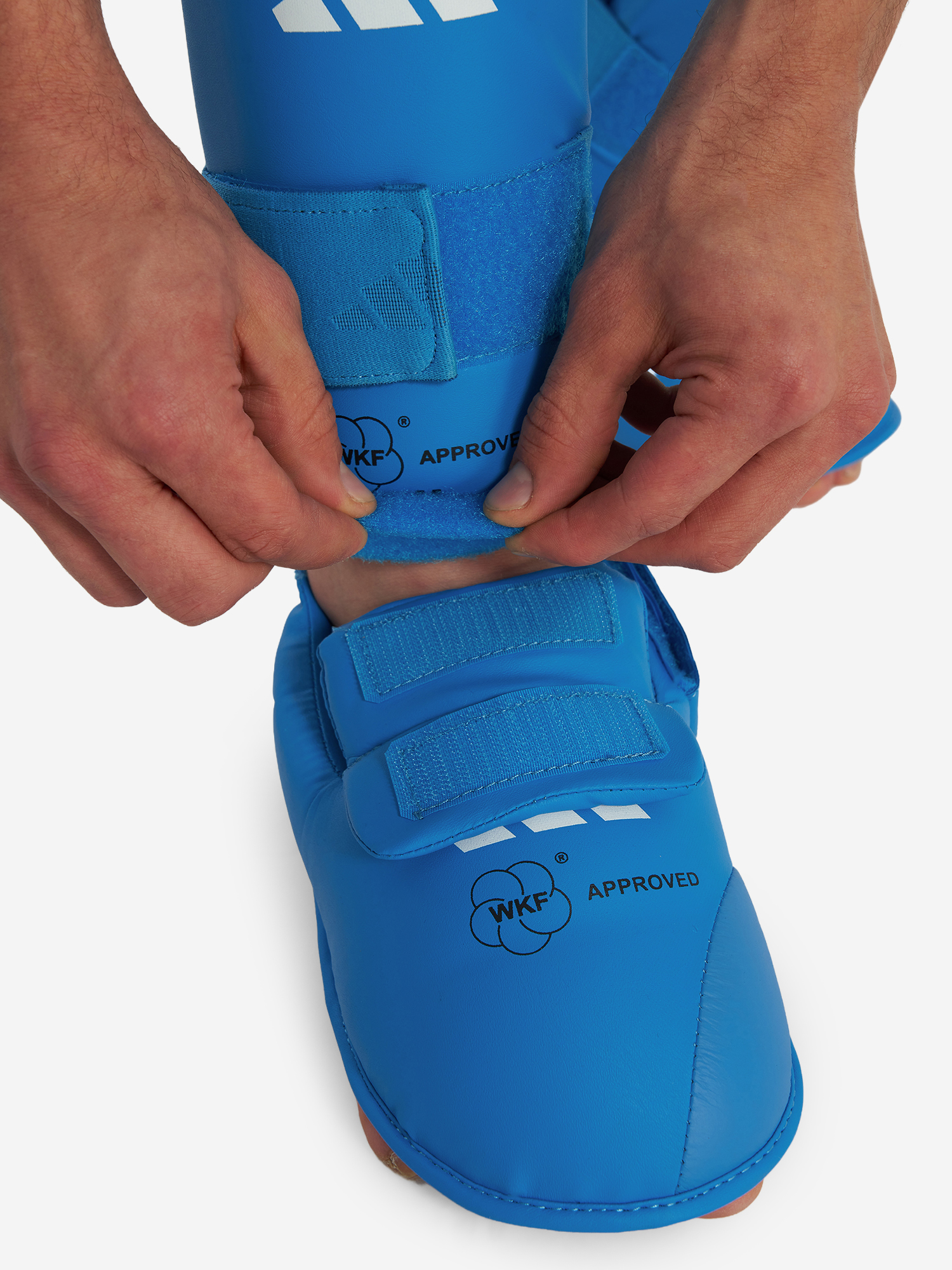 фото Защита голени и стопы adidas wkf shin & removable foot, голубой