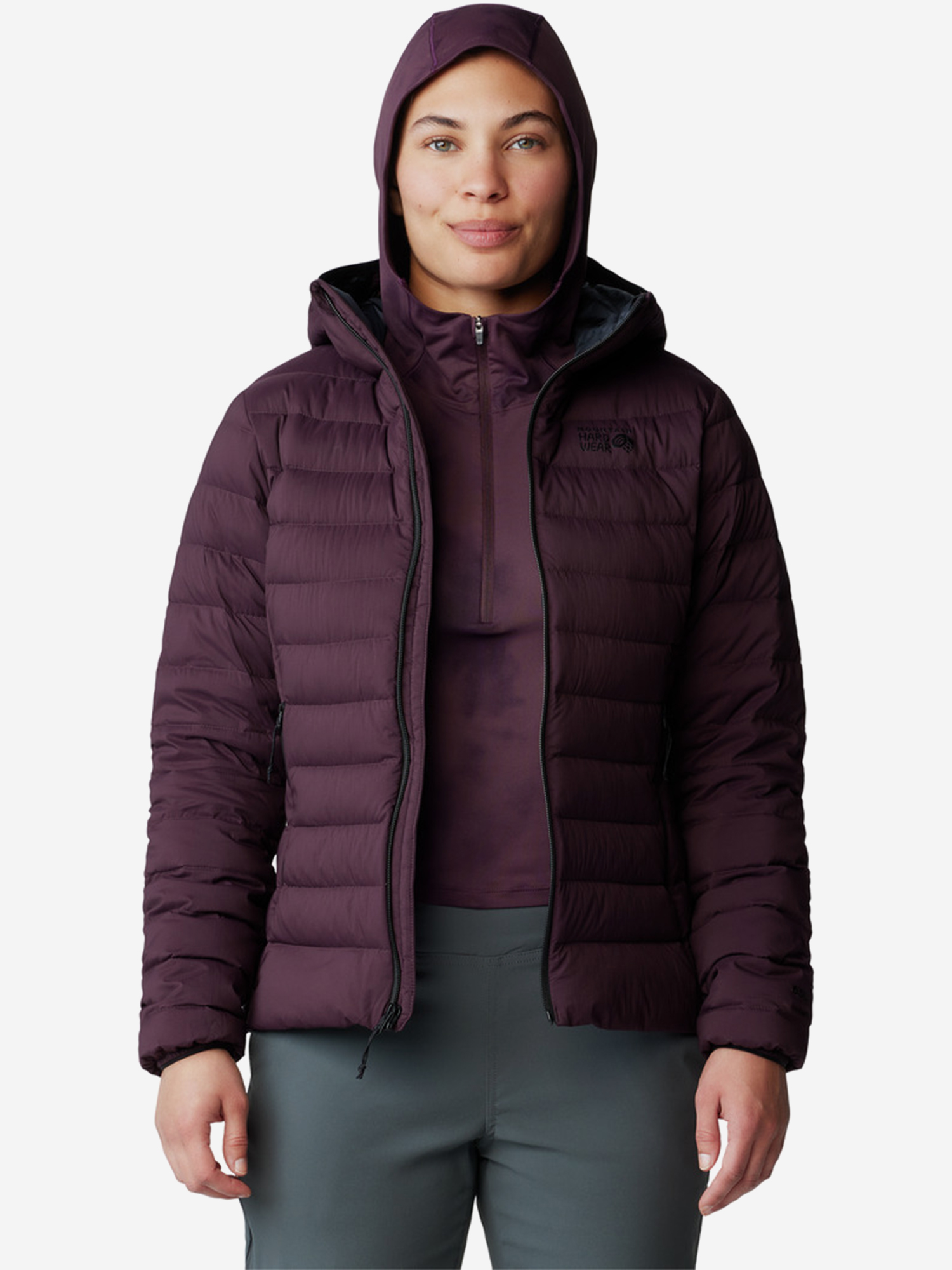 фото Пуховик женский mountain hardwear deloro, фиолетовый