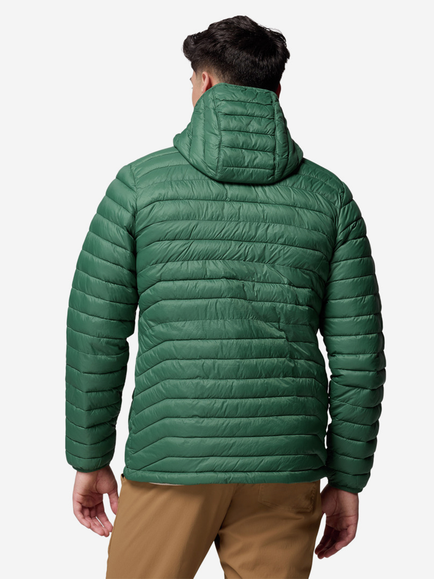 фото Куртка утепленная мужская columbia powder pass hooded jacket, зеленый