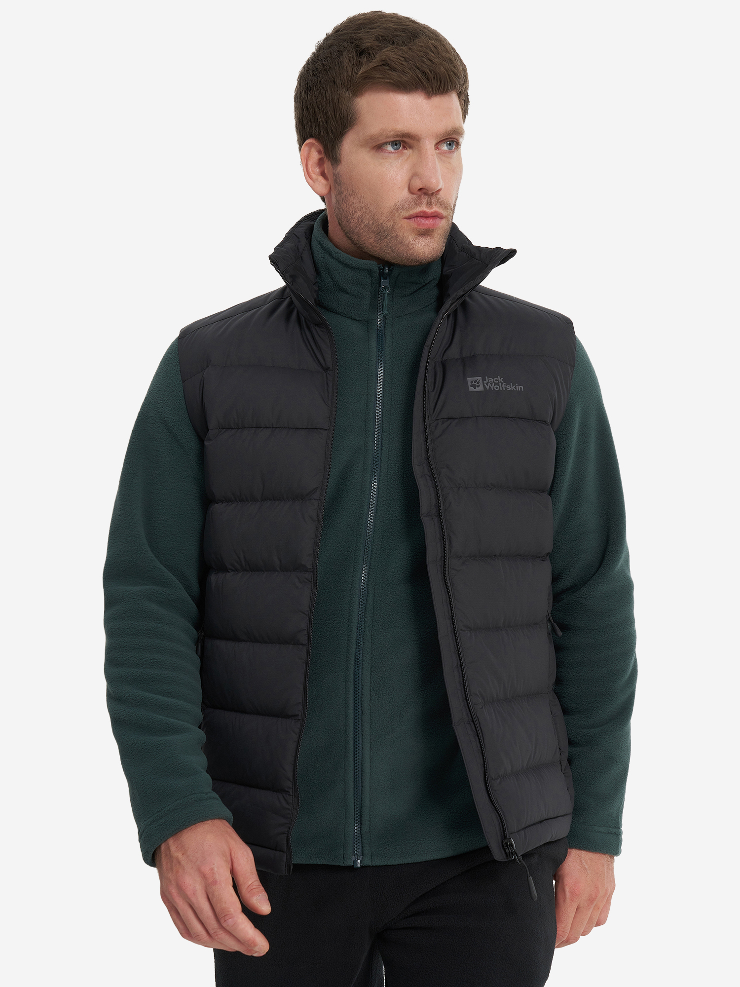 фото Жилет пуховый мужской jack wolfskin ather, черный