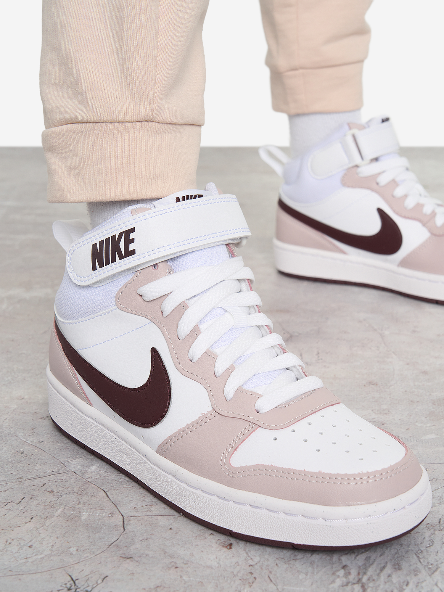фото Кеды для девочек nike court borough mid 2, белый