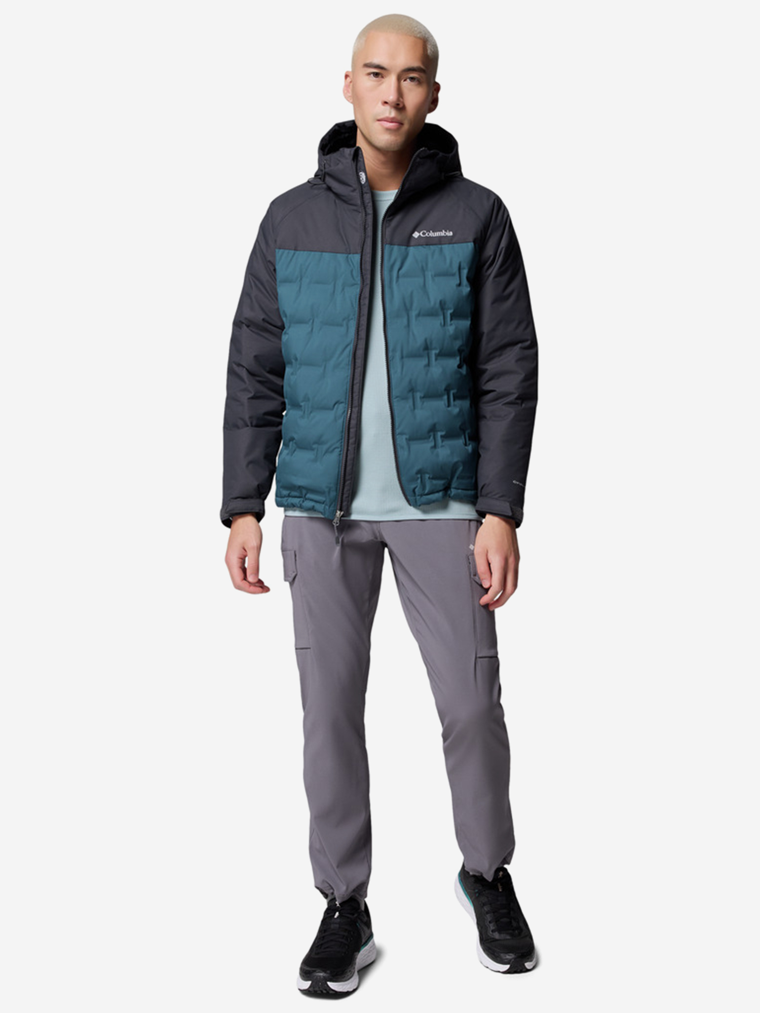 фото Пуховик мужской columbia grand trek iii down hooded jacket, голубой