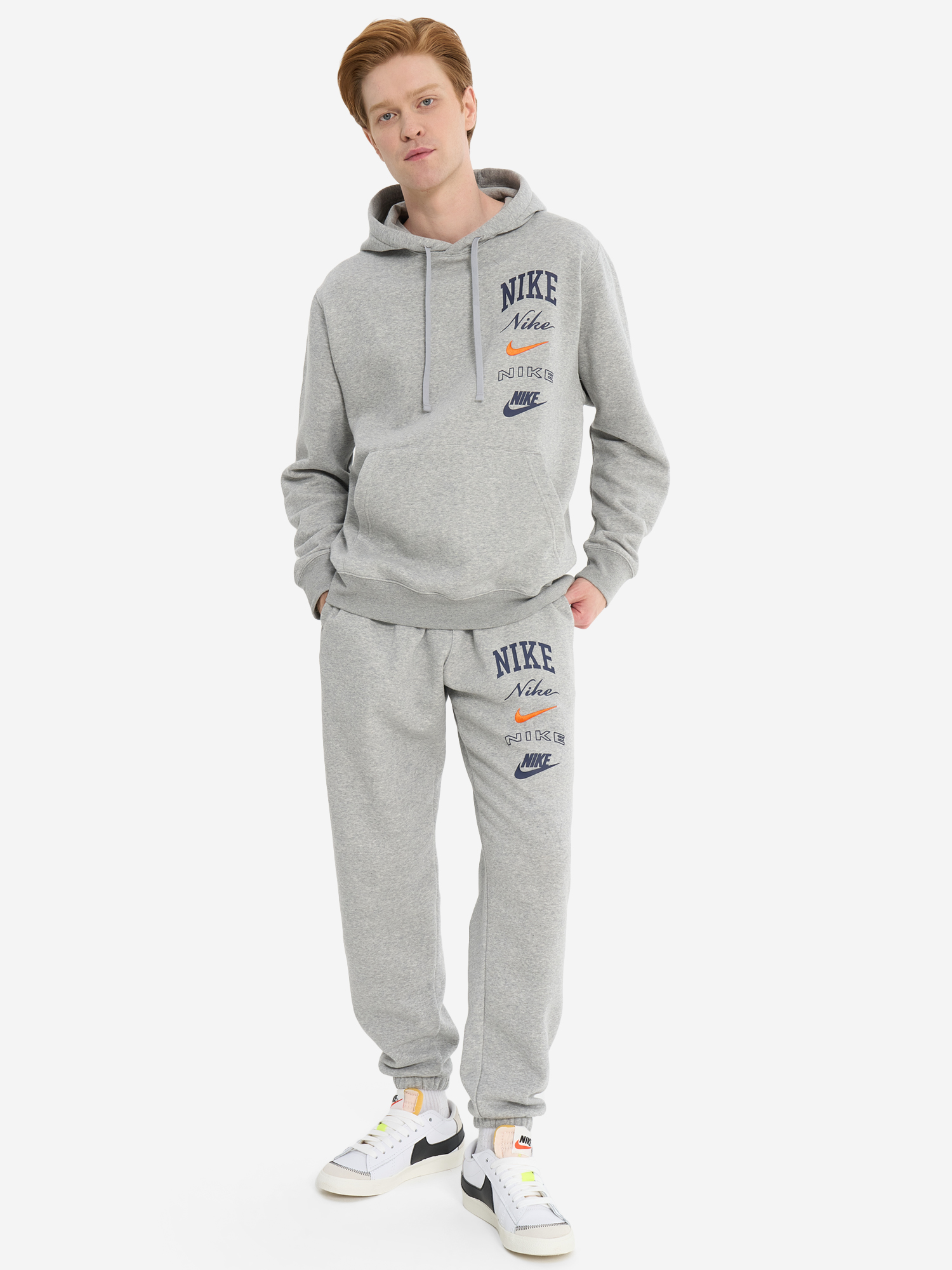 фото Худи мужское nike club, серый