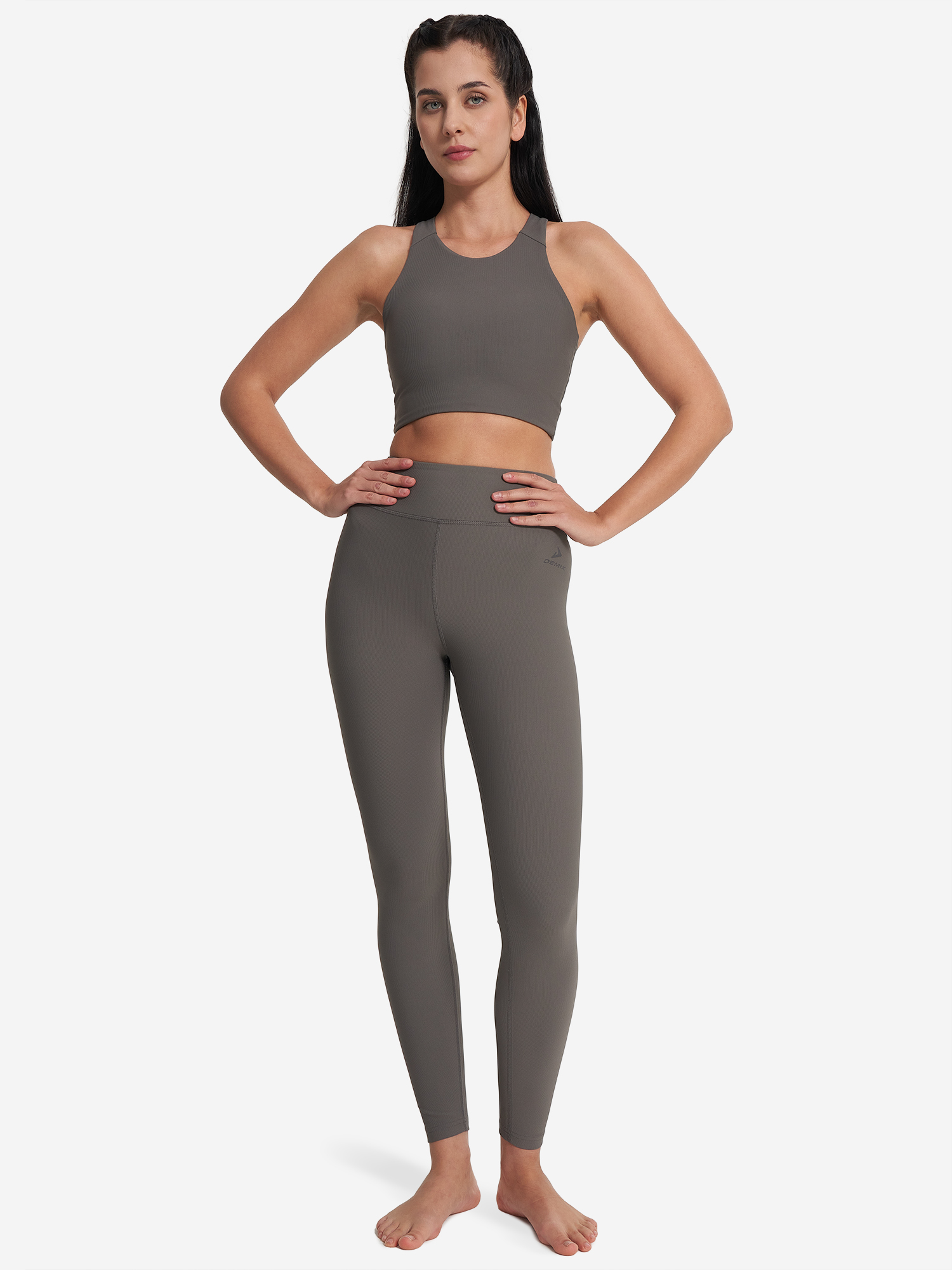 фото Топ бра спортивный demix highflow yoga longline, серый