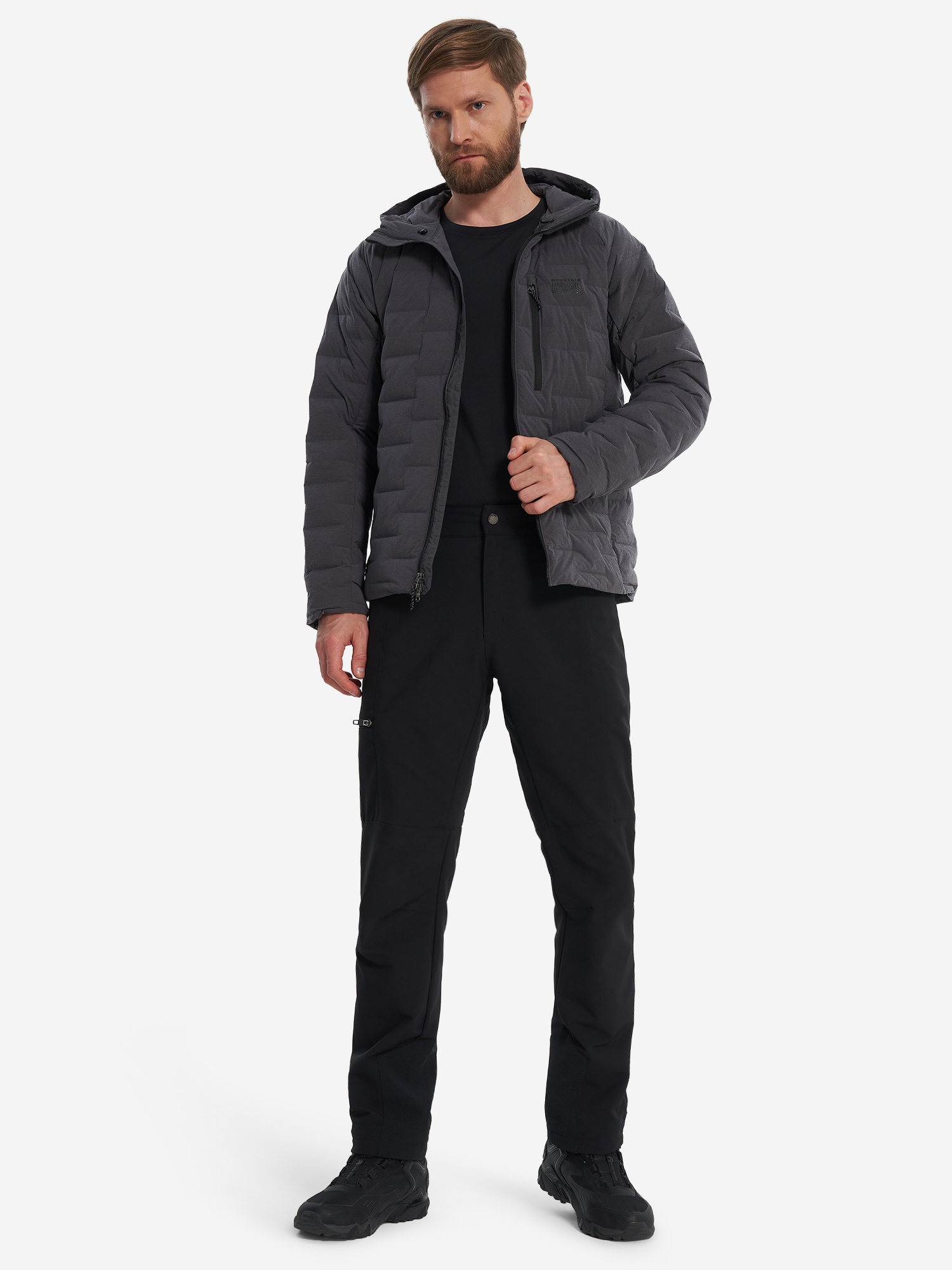 фото Пуховик мужской mountain hardwear stretchdown hoody, серый