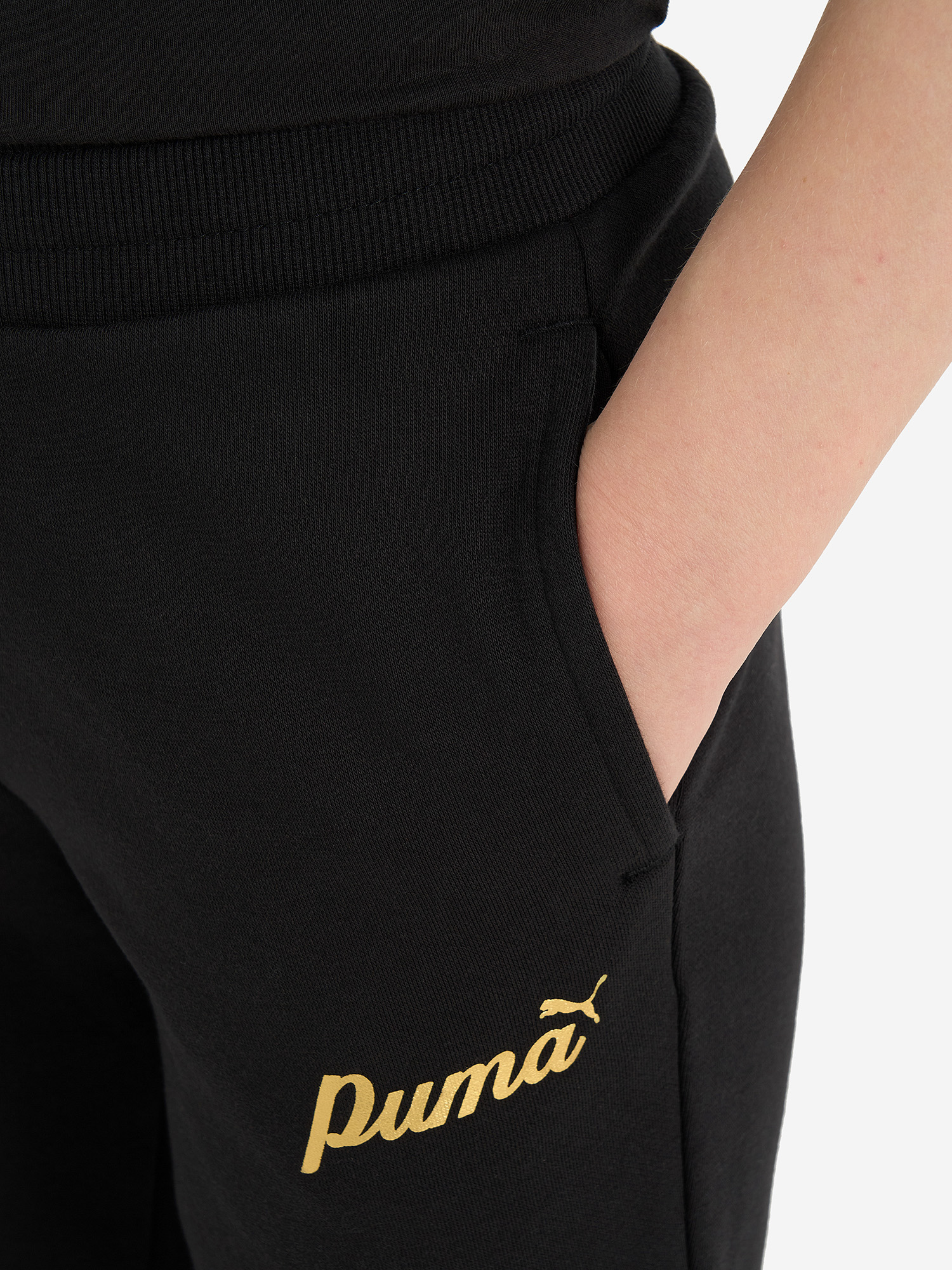 фото Брюки для девочек puma ess+ script metallic, черный