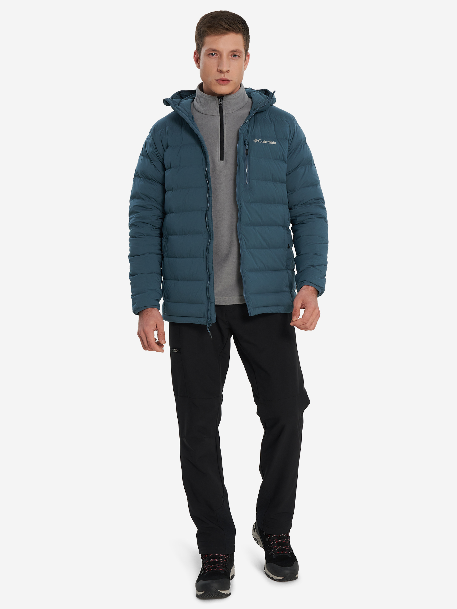 фото Пуховик мужской columbia drift peak stretch down hooded jacket, голубой