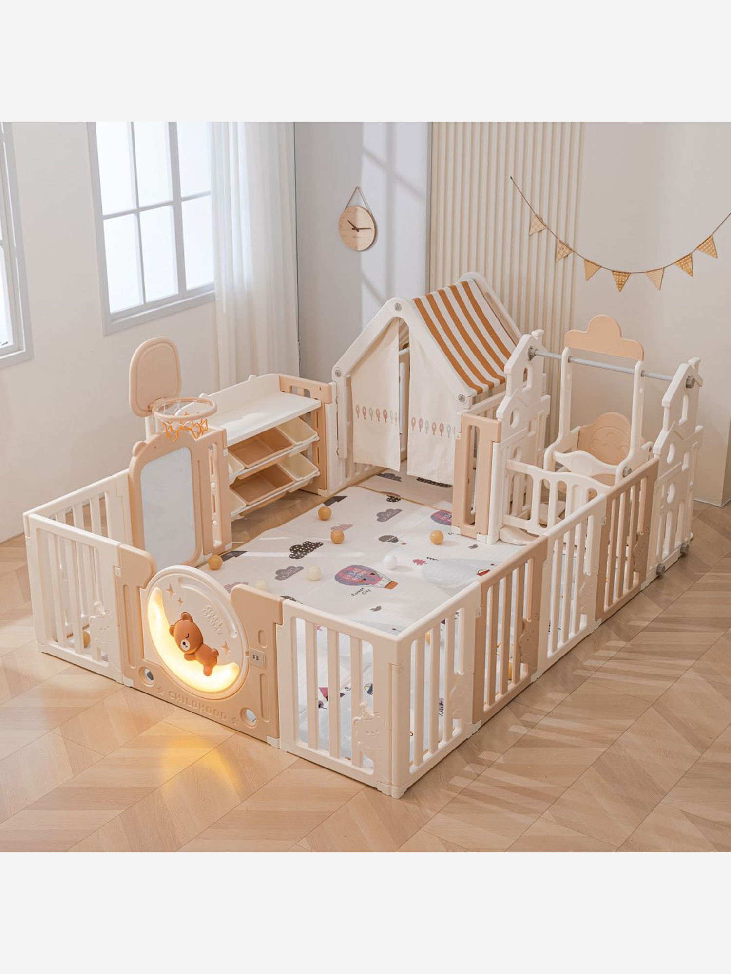 Манеж UNIX Kids DeLuxe House Camel, x 200 см, с баскетбольной стойкой, доской для рисования, ковриком для игр, Бежевый
Манеж UNIX Kids DeLuxe House Camel, x 200 см, с баскетбольной стойкой, доской для рисования, ковриком для игр, Бежевый