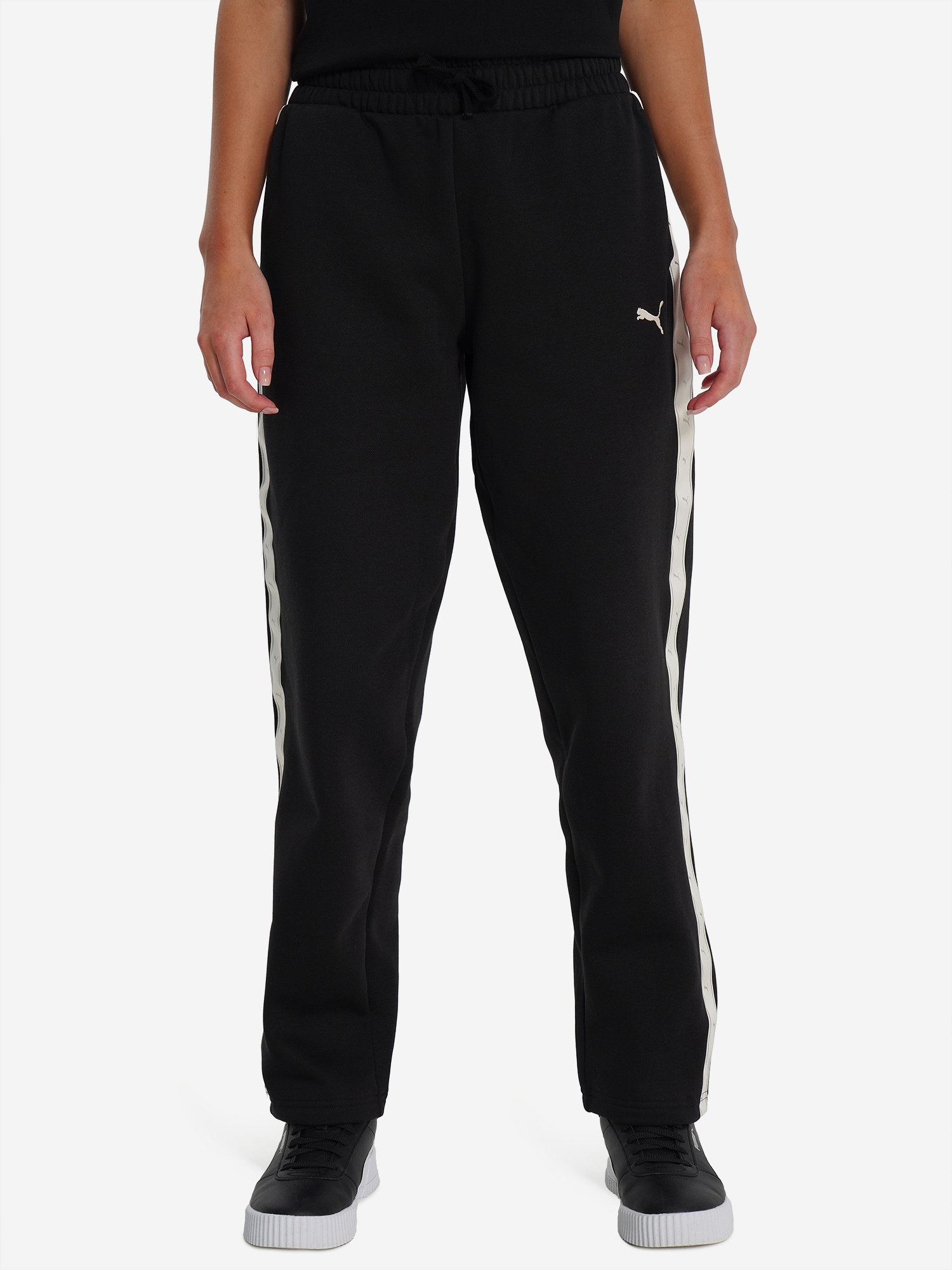 фото Брюки для девочек puma tape relaxed, черный