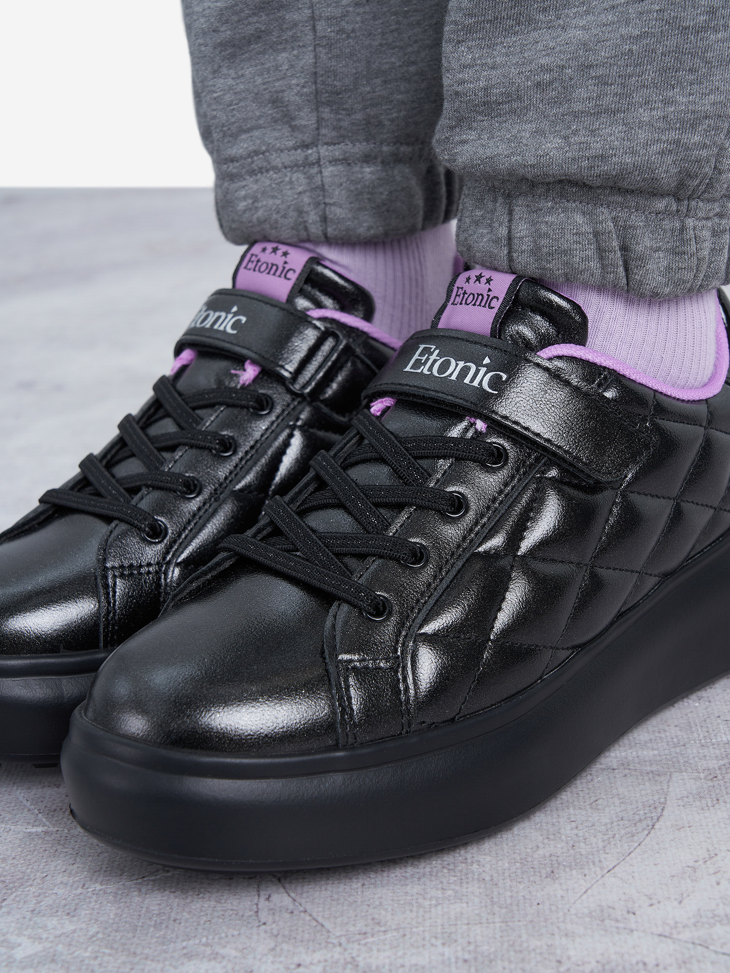 фото Кеды для девочек etonic ania pearlized, черный