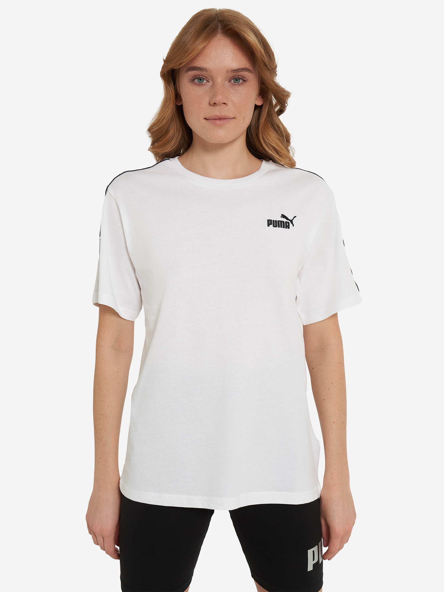 фото Футболка женская puma ess tape relaxed, белый