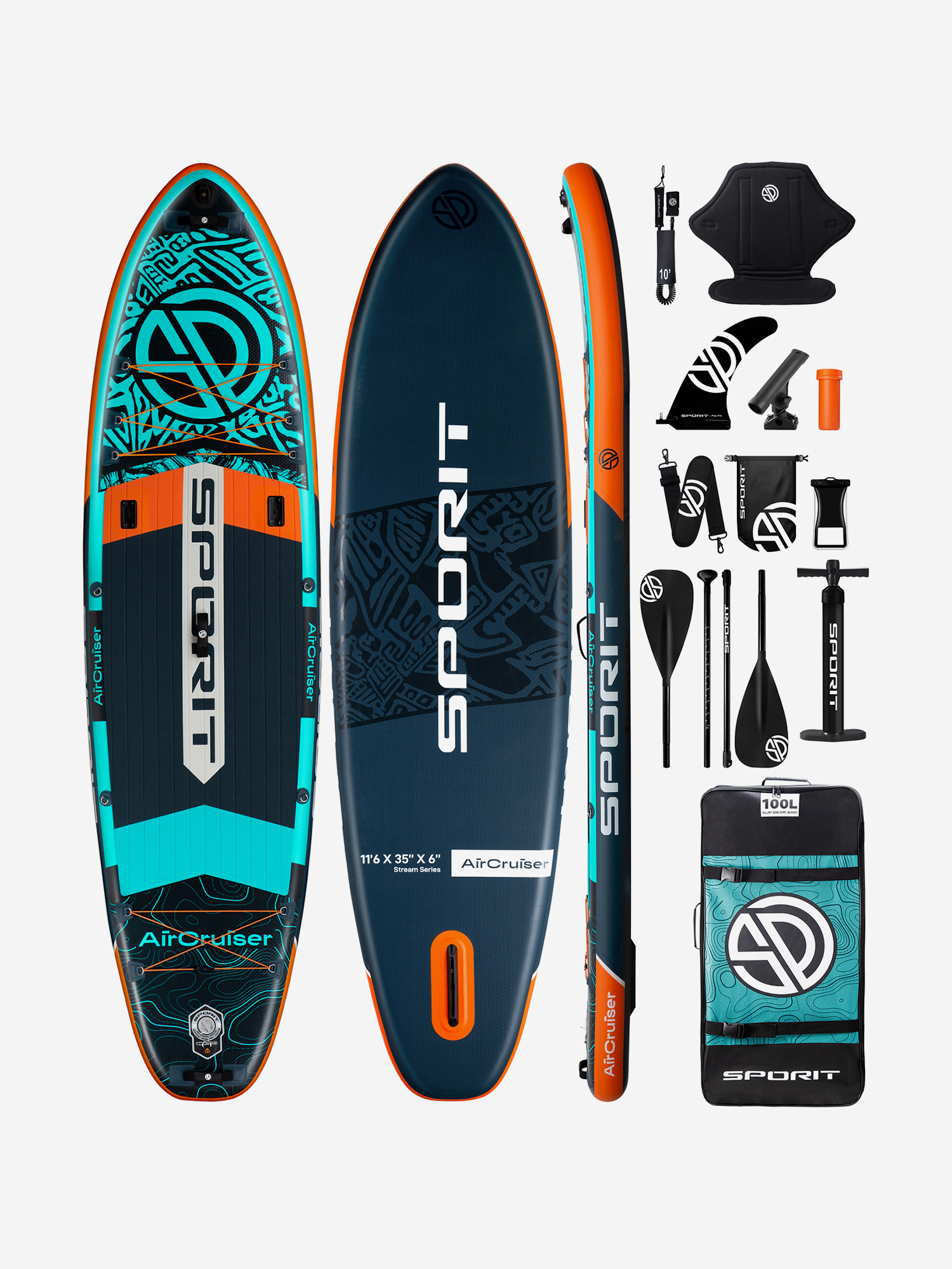 Надувная двухслойная SUP-доска SPORIT AIR CRUISER BLUE GREEN PRO, 11'6 351*86*15 см, сапборд, Зеленый
Надувная двухслойная SUP-доска SPORIT AIR CRUISER BLUE GREEN PRO, 11'6 351*86*15 см, сапборд, Зеленый