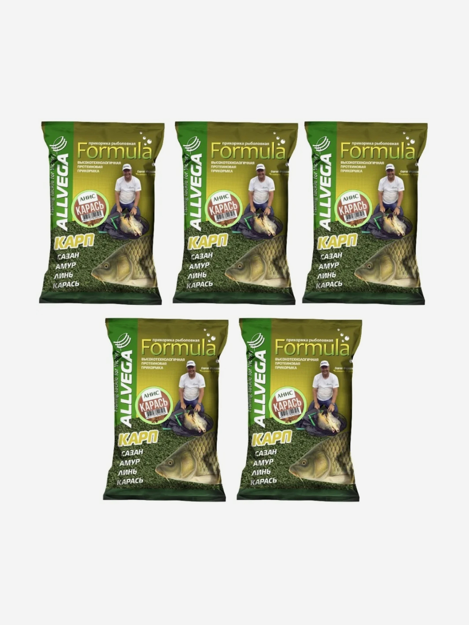 Прикормка ALLVEGA "Formula Carassin Anis" 0,9кг (КАРАСЬ АНИС) 5 пакетов по 0,9 кг, Зеленый
Прикормка ALLVEGA "Formula Carassin Anis" 0,9кг (КАРАСЬ АНИС) 5 пакетов по 0,9 кг, Зеленый