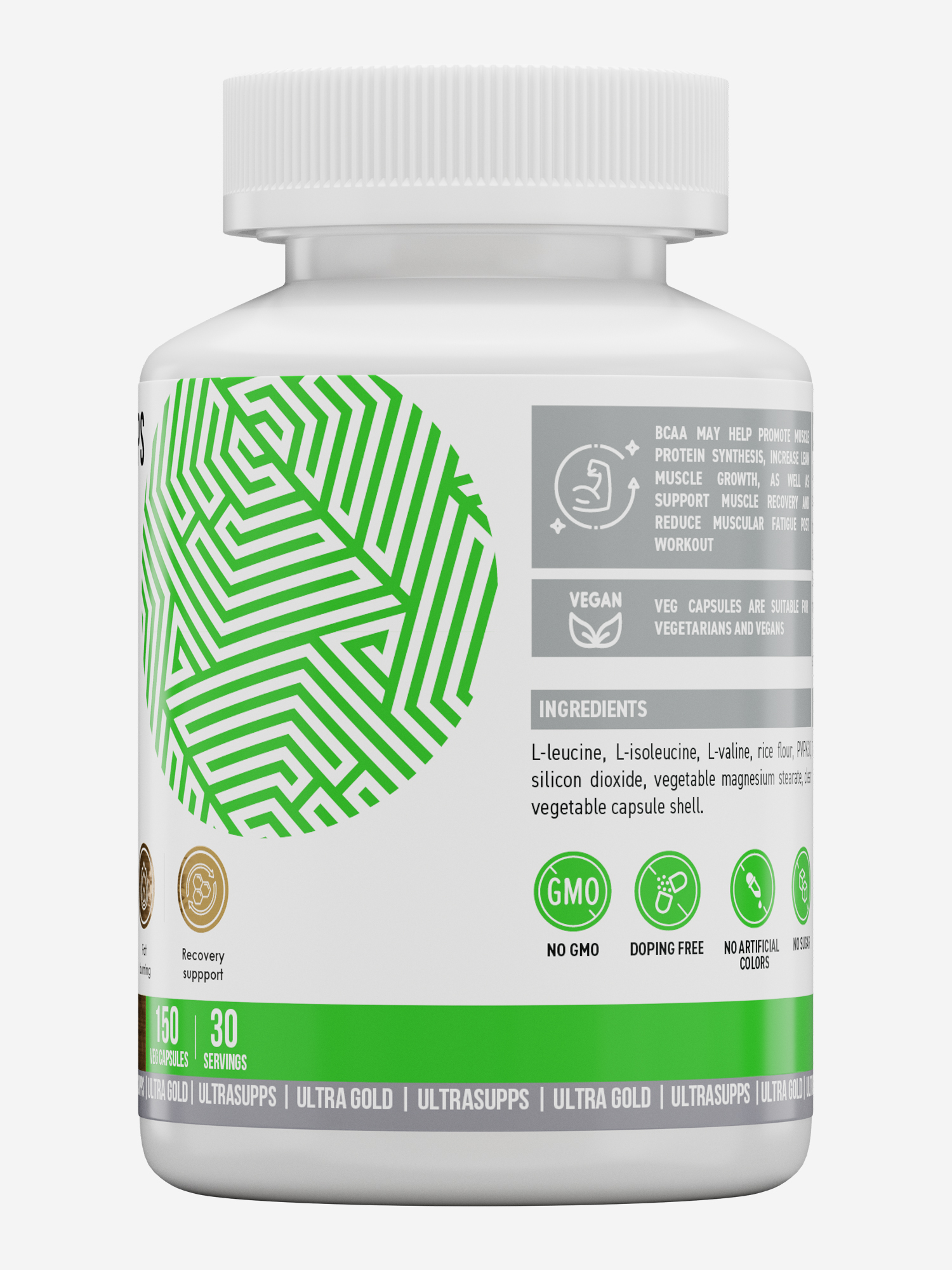 фото Аминокислоты ultrasupps bcaa 4:1:1, 150 шт, белый