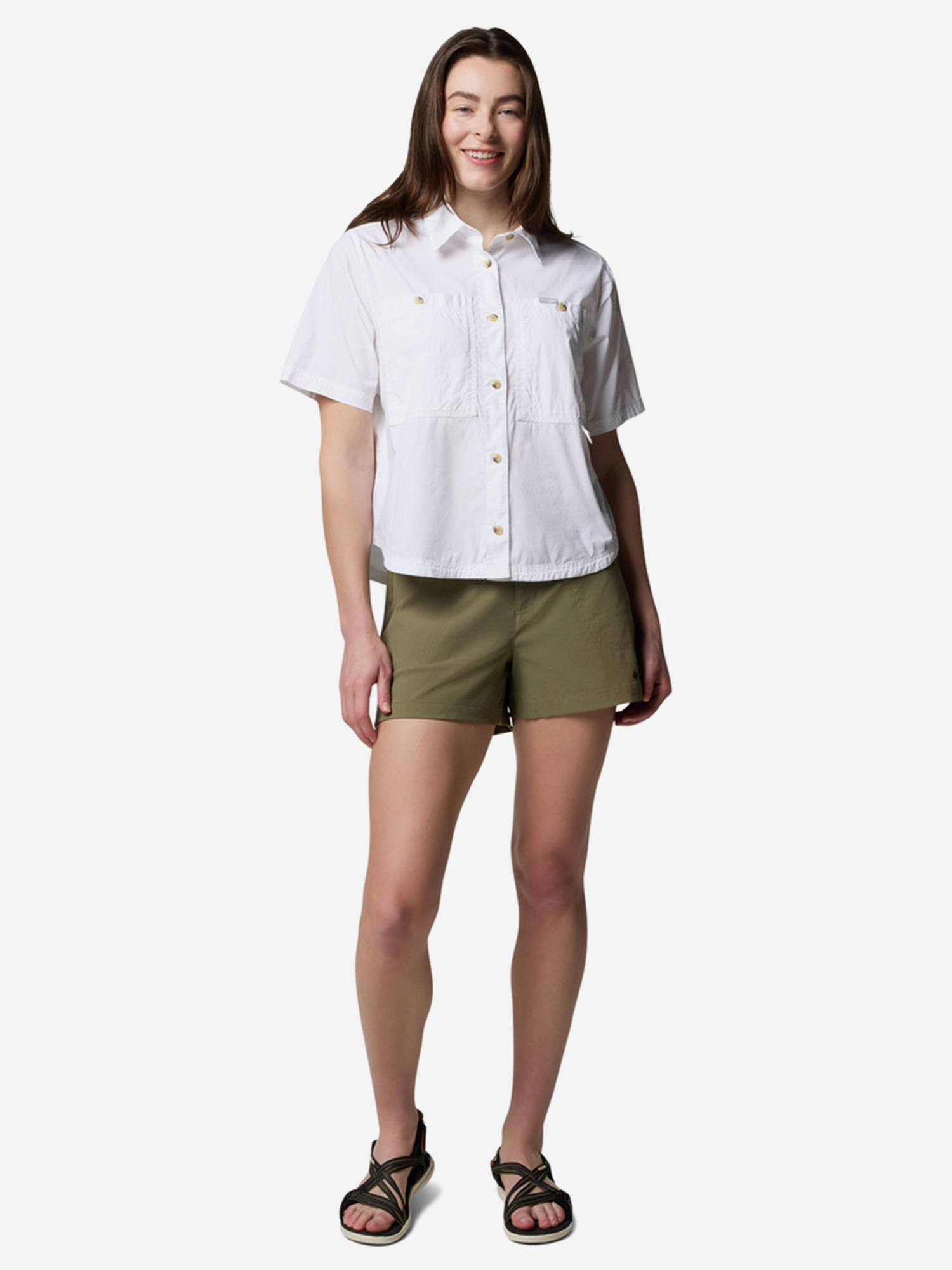 фото Рубашка с коротким рукавом женская columbia brea falls woven ss, белый