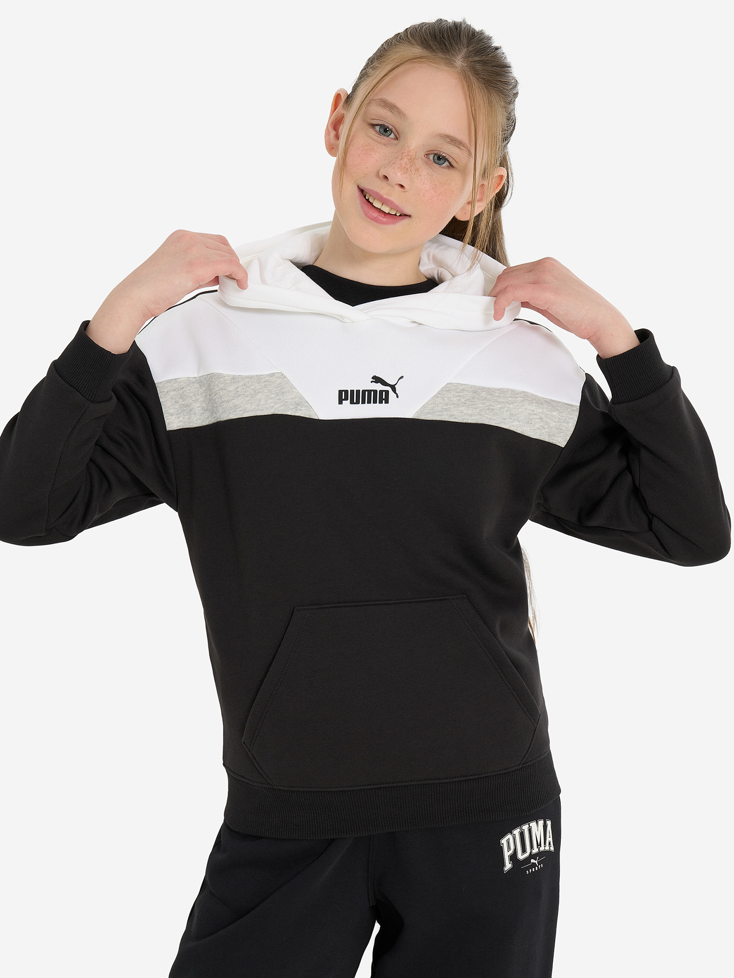 фото Худи для девочек puma ess+ block, черный