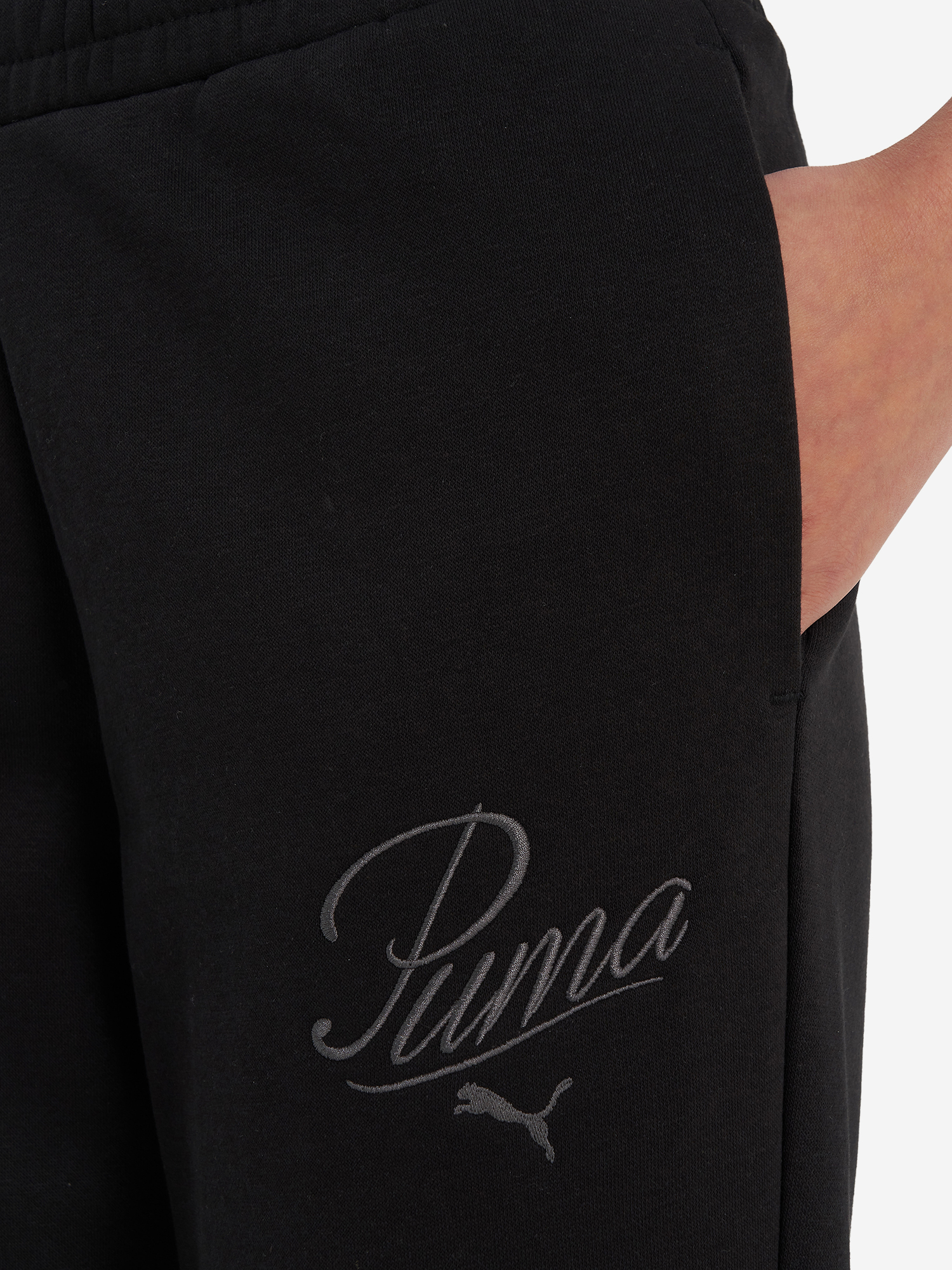 фото Брюки флисовые женские puma ess script, черный