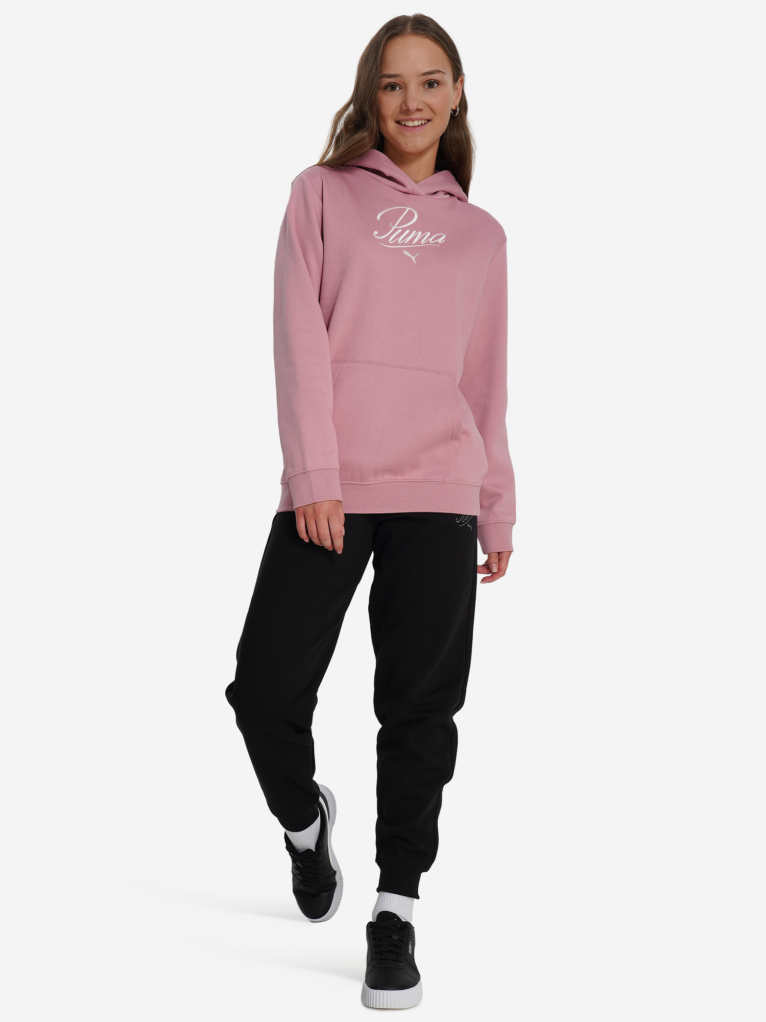 фото Худи для девочек puma script, розовый