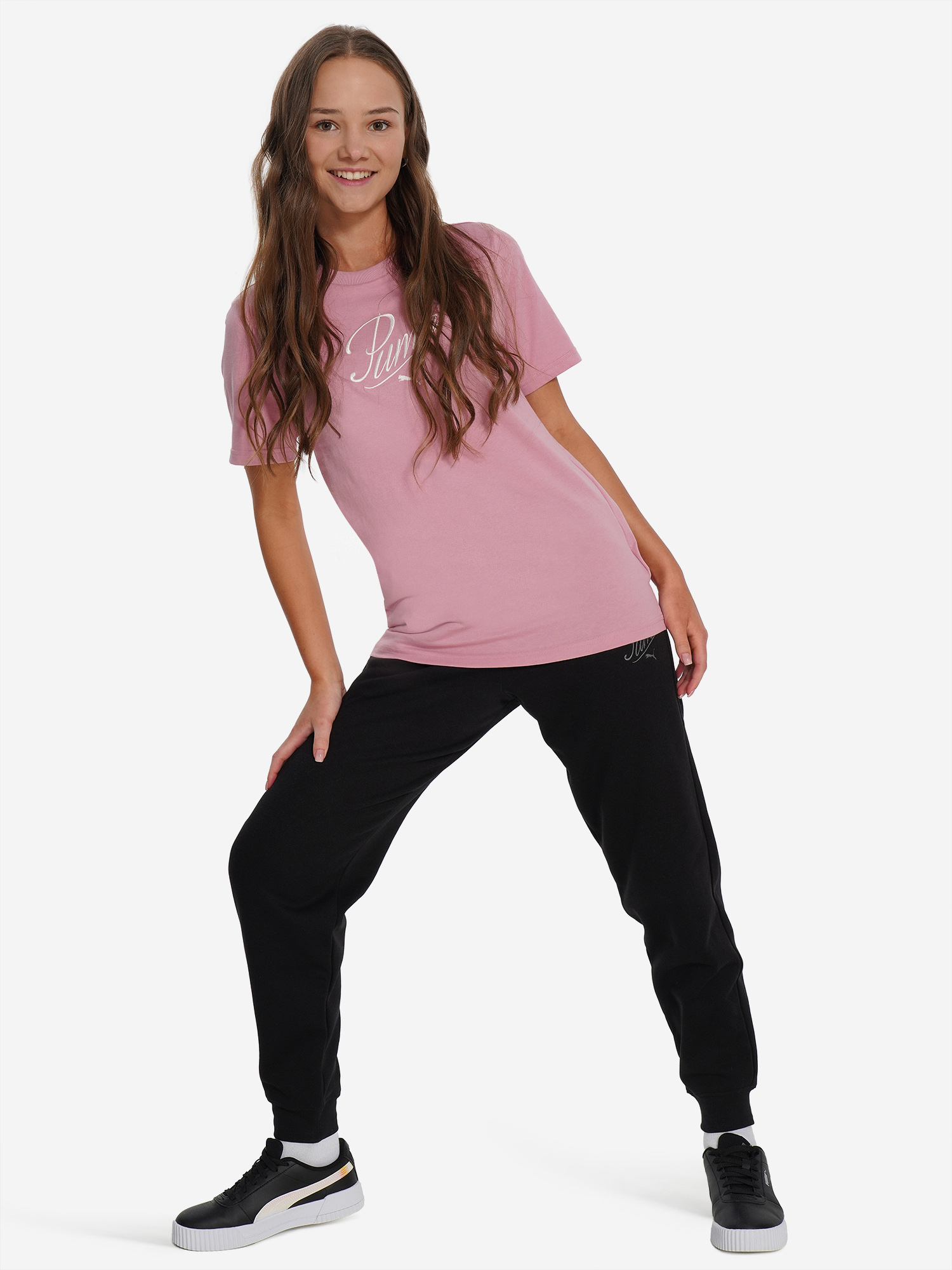 фото Брюки для девочек puma script, черный