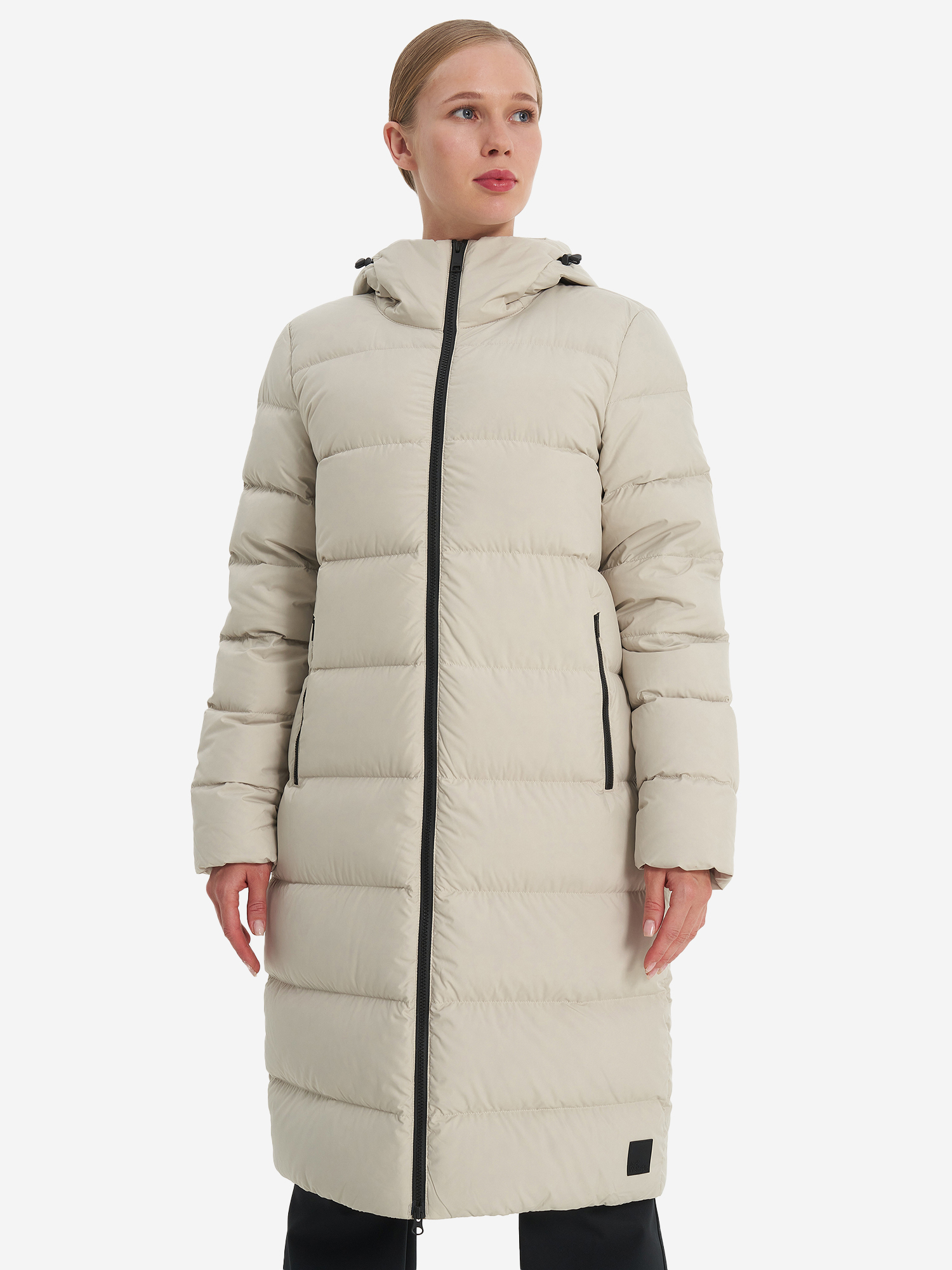 фото Пальто пуховое женское jack wolfskin frozen palace, бежевый