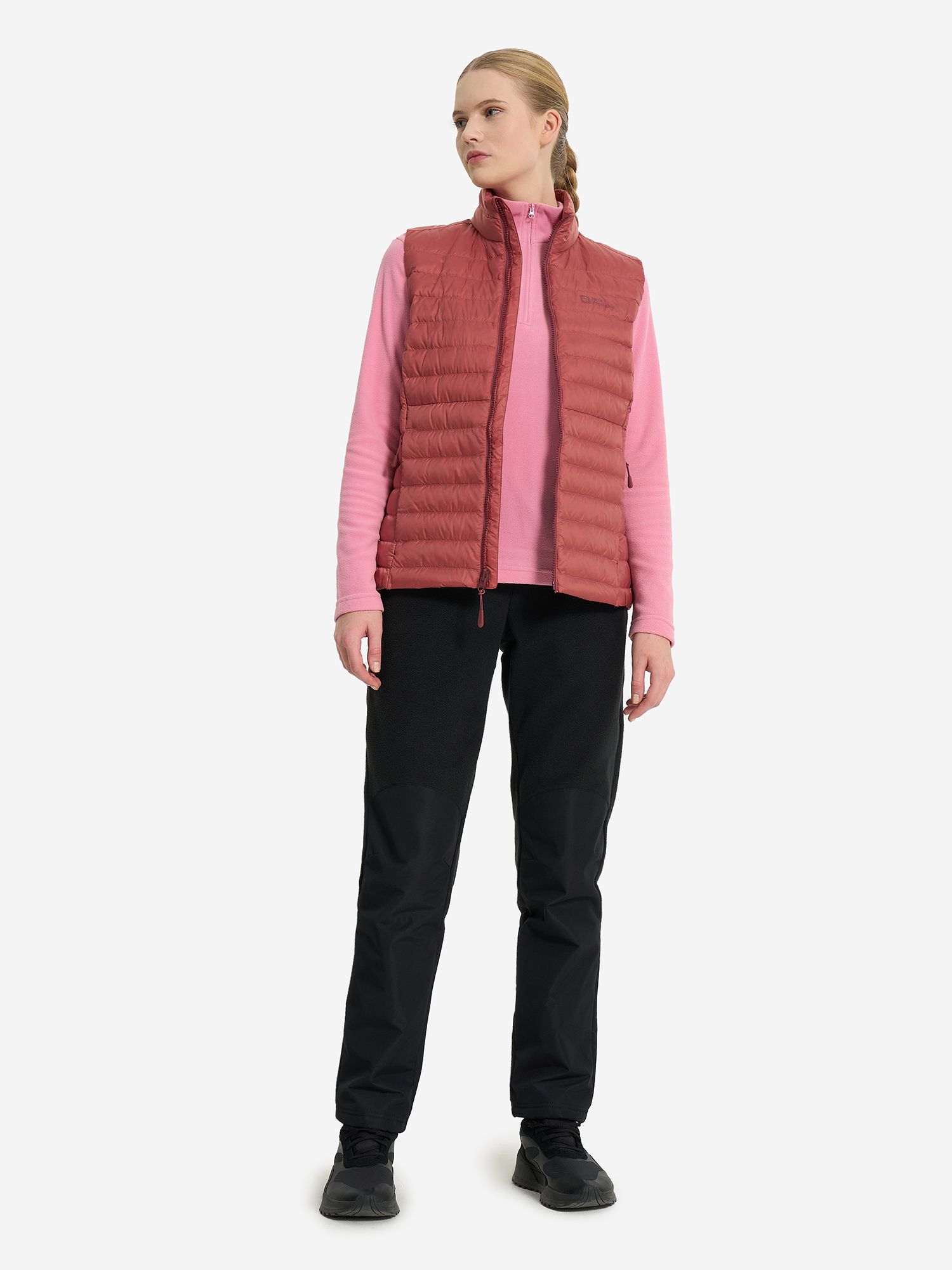 фото Жилет пуховый женский jack wolfskin pilvi, красный