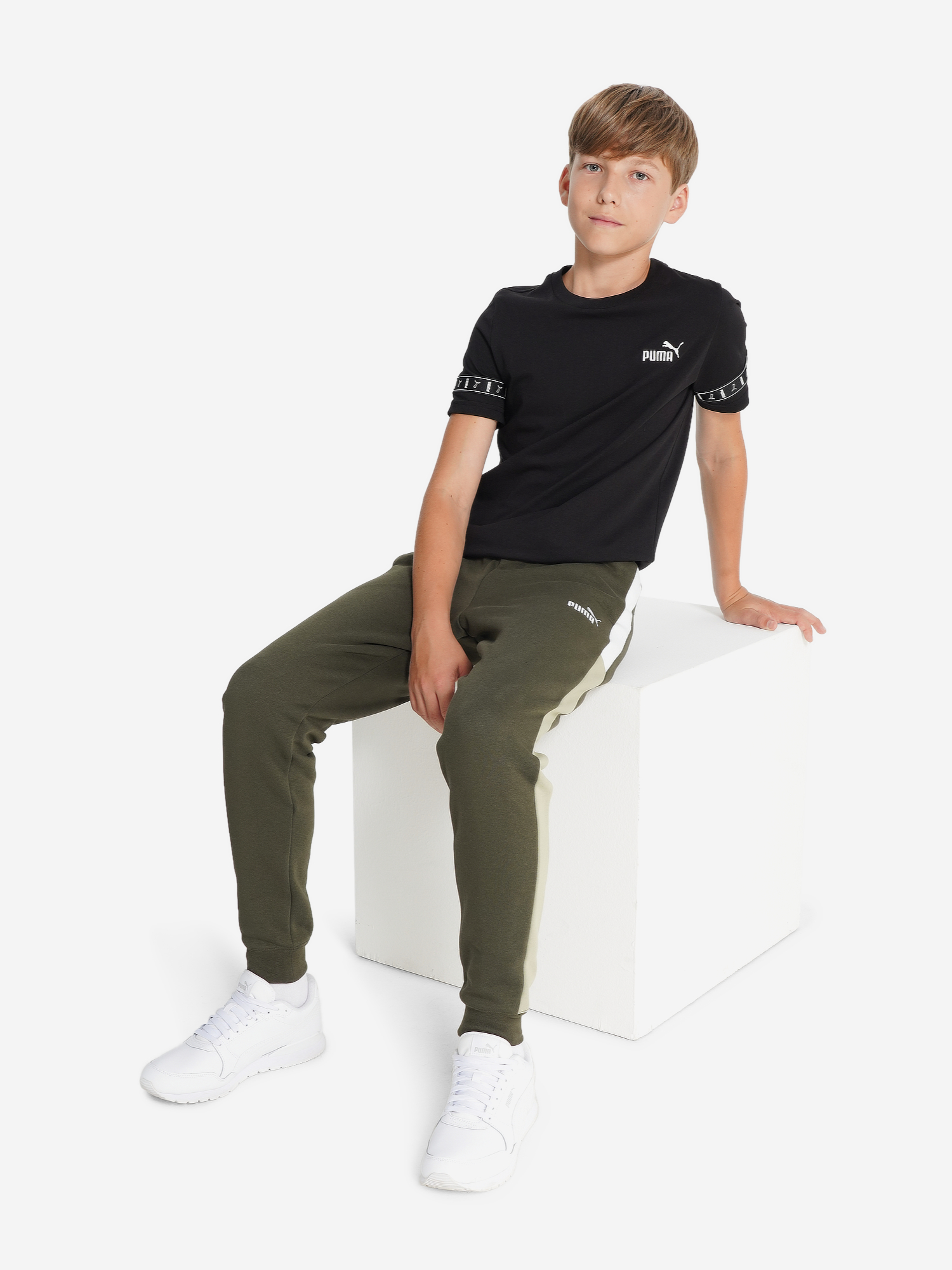 фото Футболка для мальчиков puma tape layout, черный