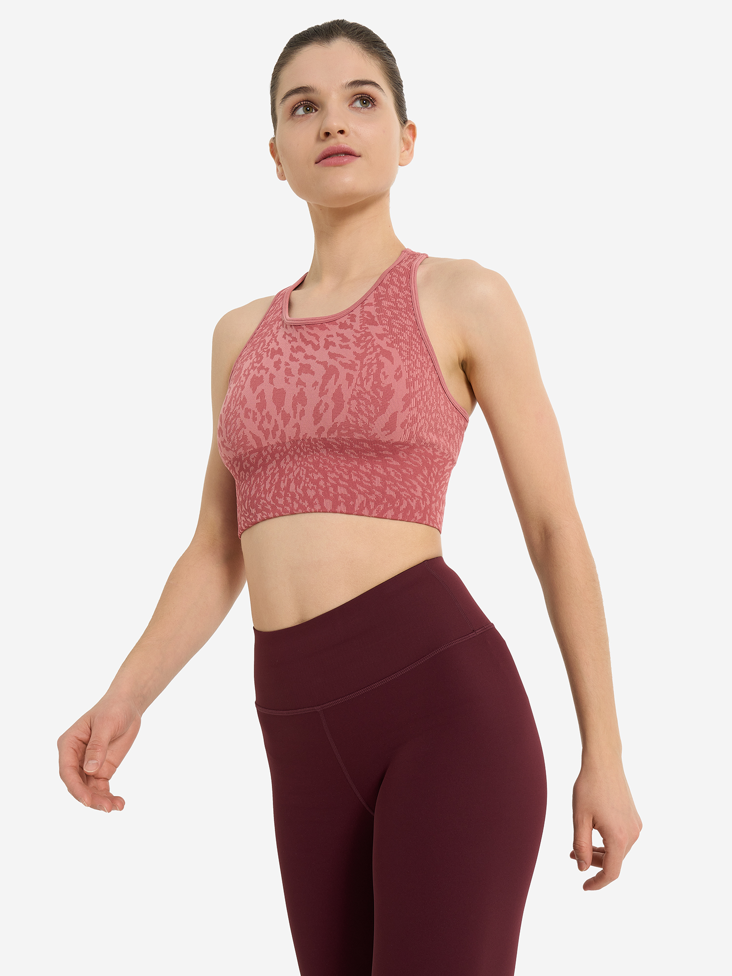 фото Топ бра спортивный demix highflow yoga seamless longline, розовый