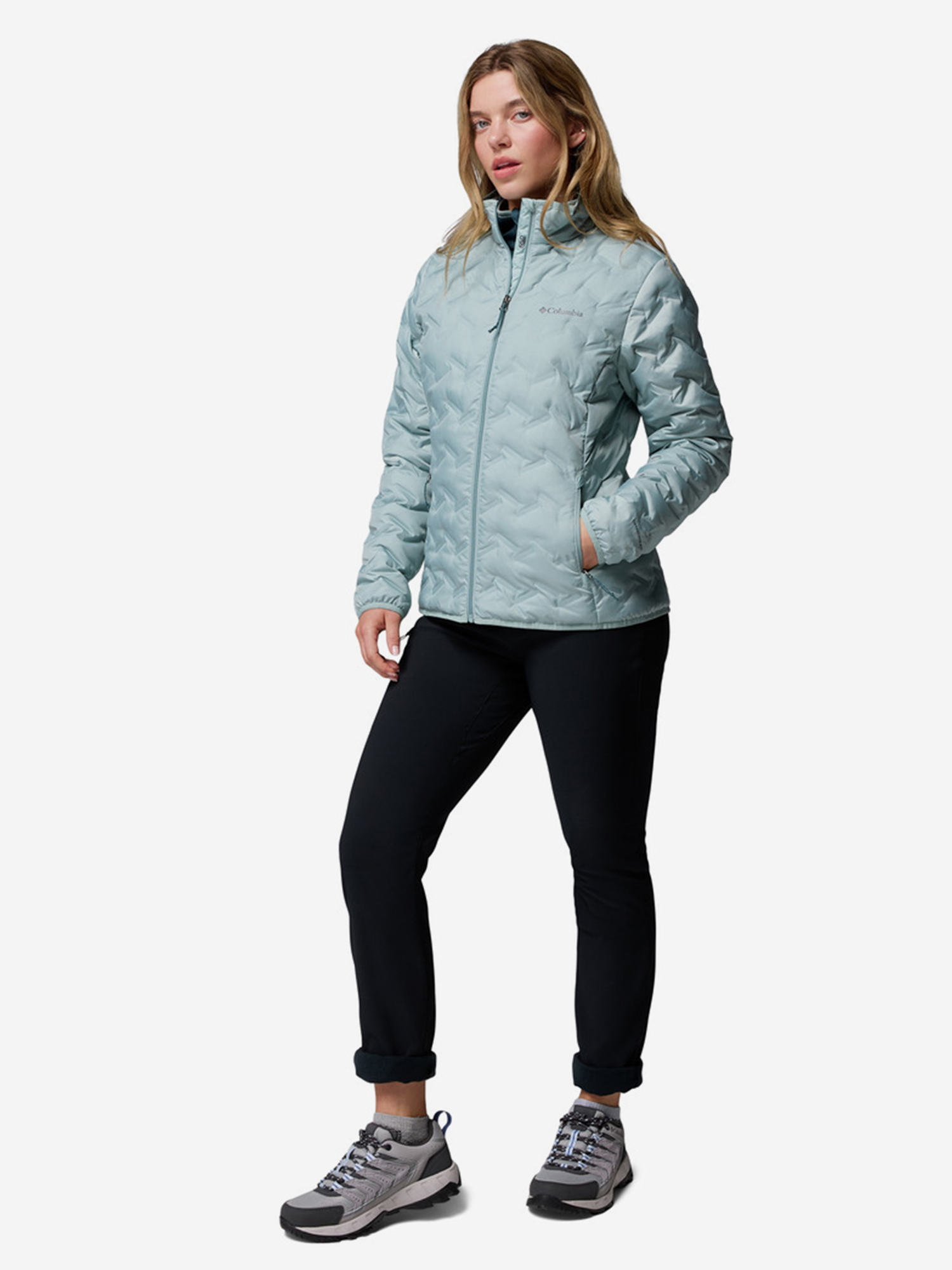 фото Пуховик женский columbia delta ridge ii down jacket, голубой