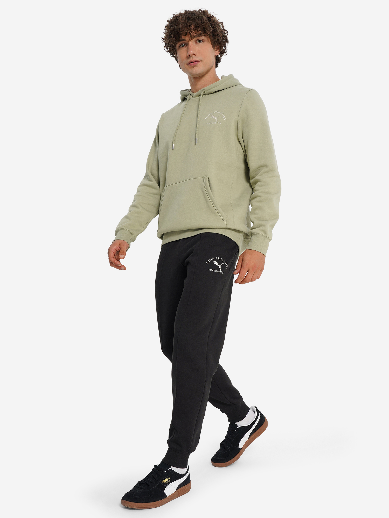 фото Худи мужское puma class graphic, бежевый