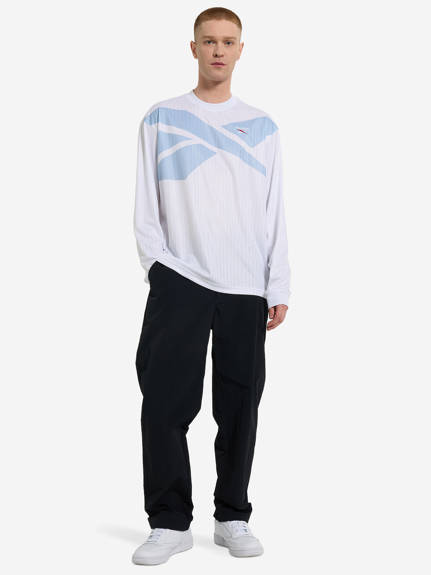 фото Лонгслив мужской reebok ri cross check, белый