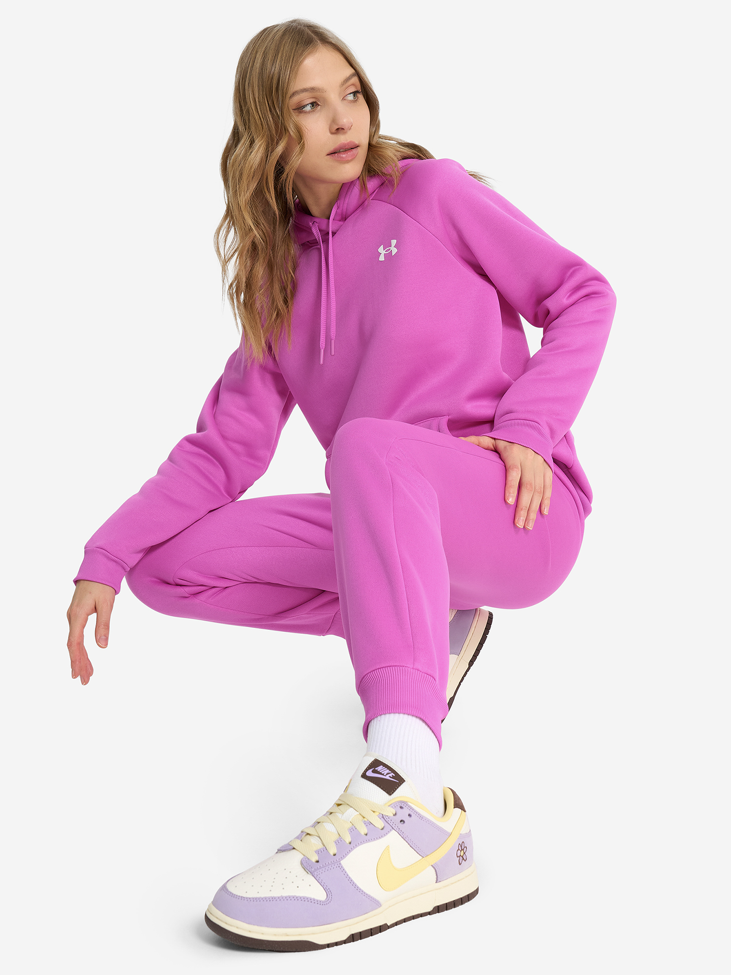 фото Брюки женские under armour ua armour fleece, фиолетовый