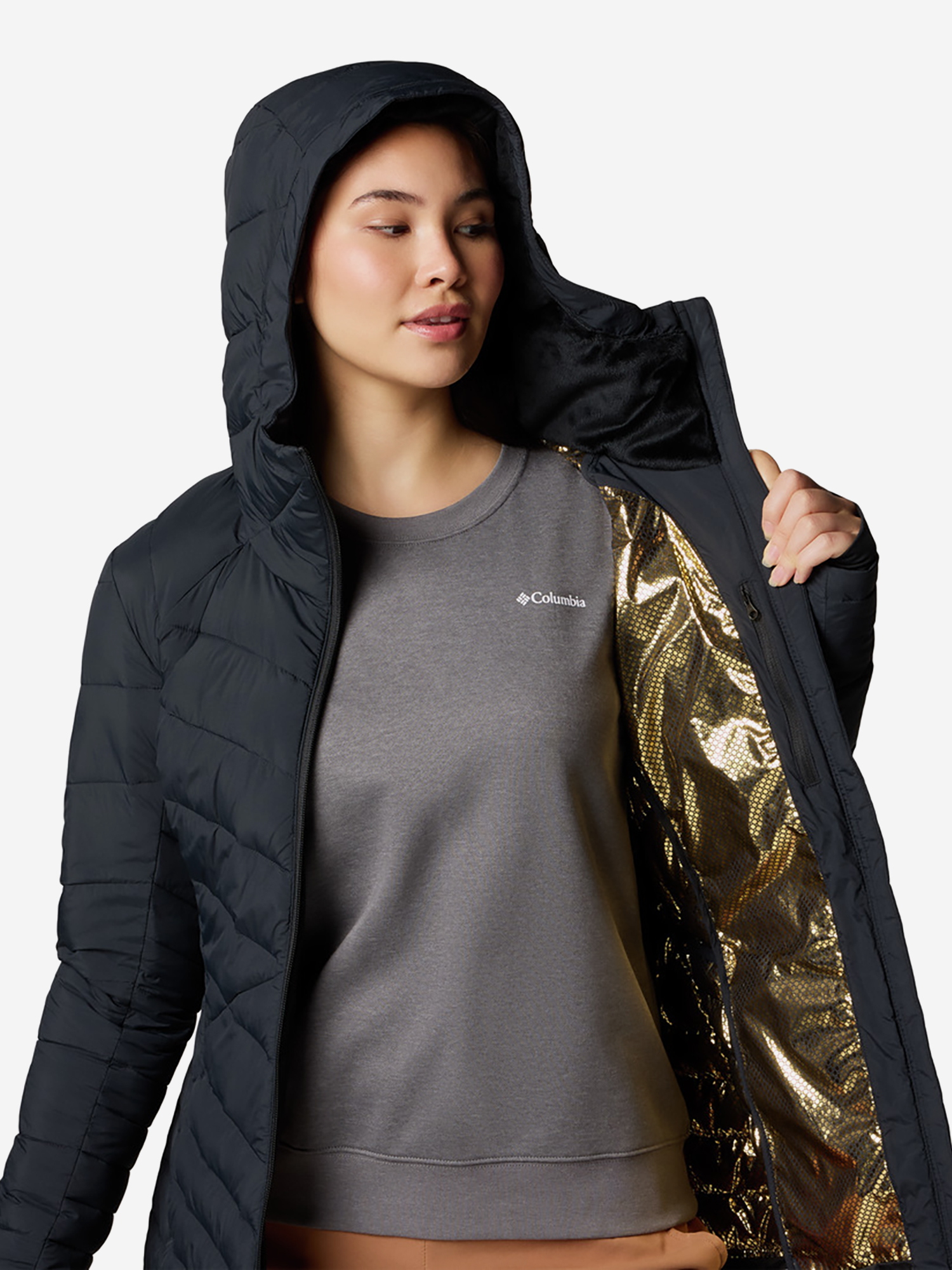фото Куртка утепленная женская columbia joy peak ii mid jacket, черный