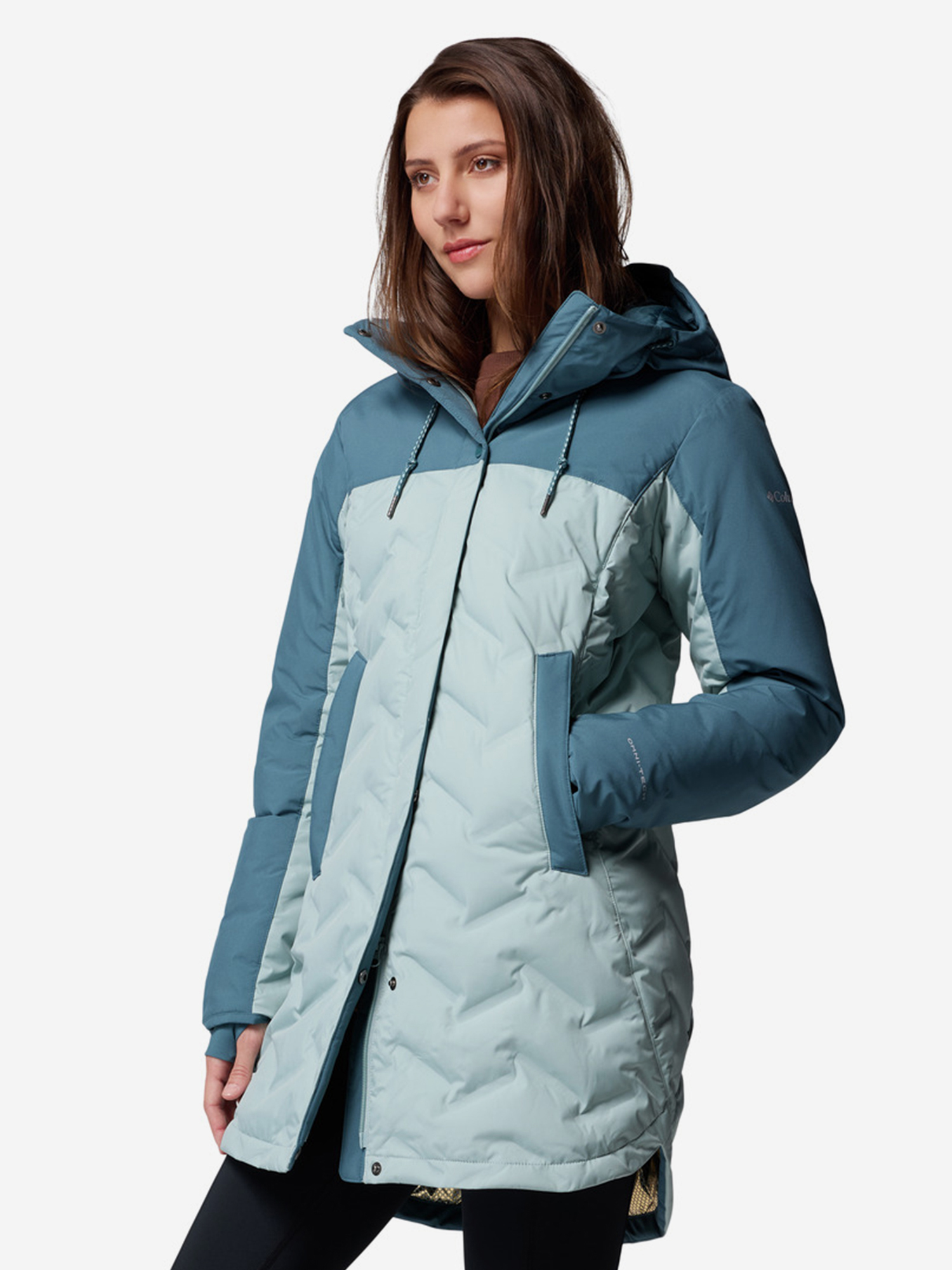 фото Пуховик женский columbia mountain croo iii mid down jacket, голубой