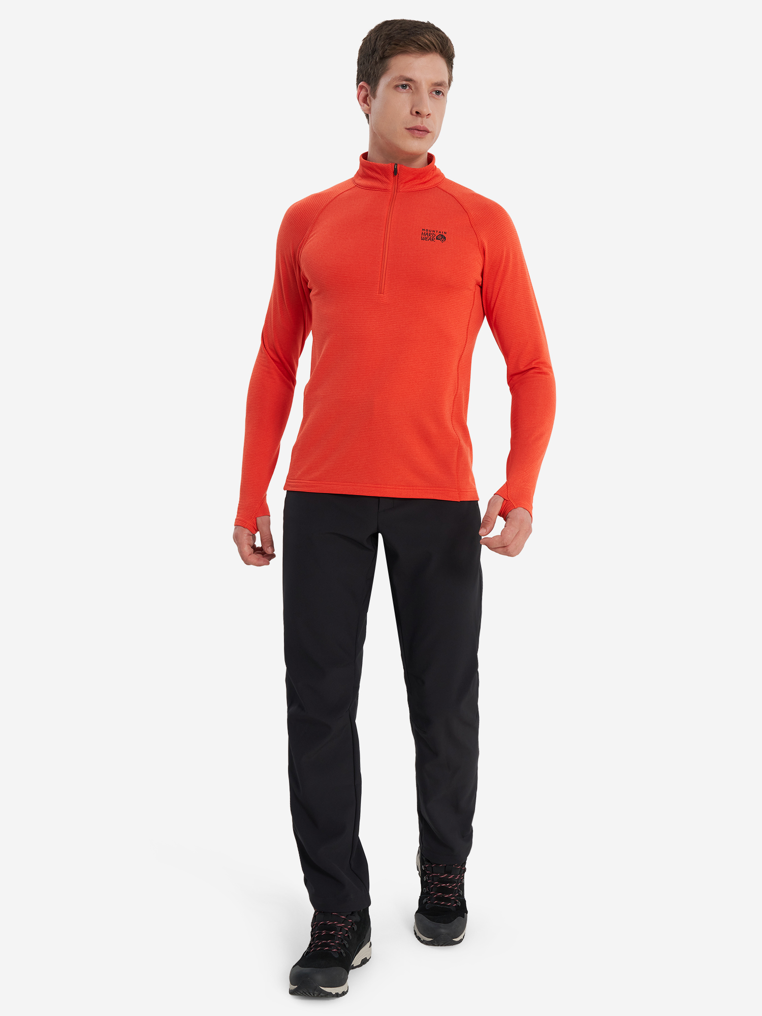 фото Толстовка мужская mountain hardwear crater lake heavyweight half zip, оранжевый