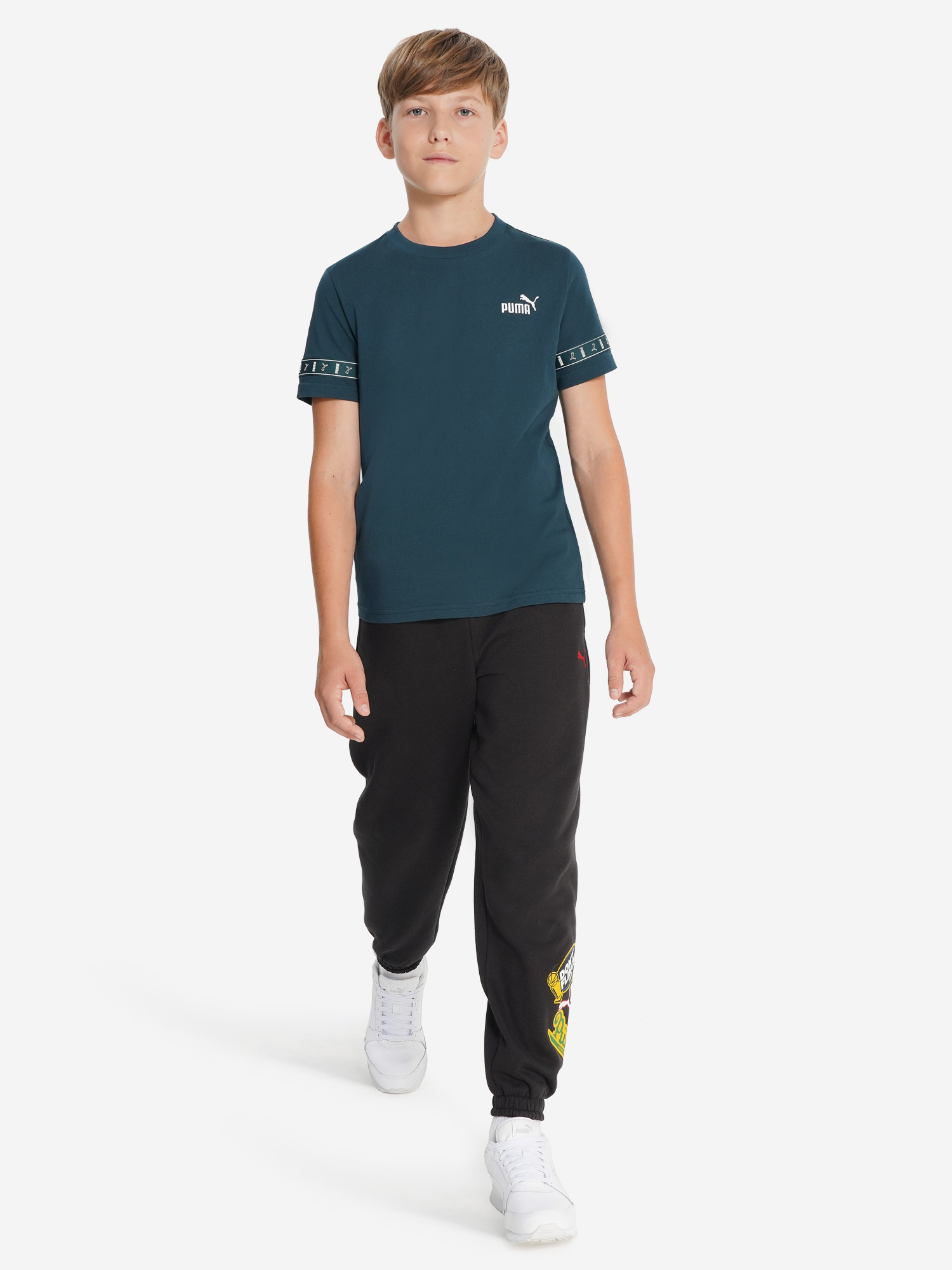 фото Футболка для мальчиков puma tape layout, зеленый