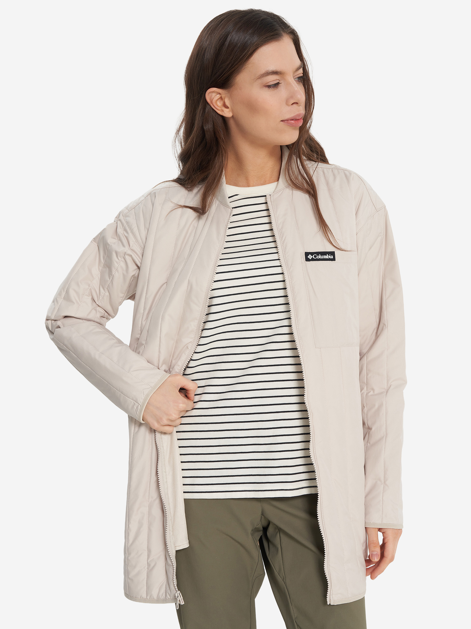 фото Куртка утепленная женская columbia peony park overshirt, бежевый