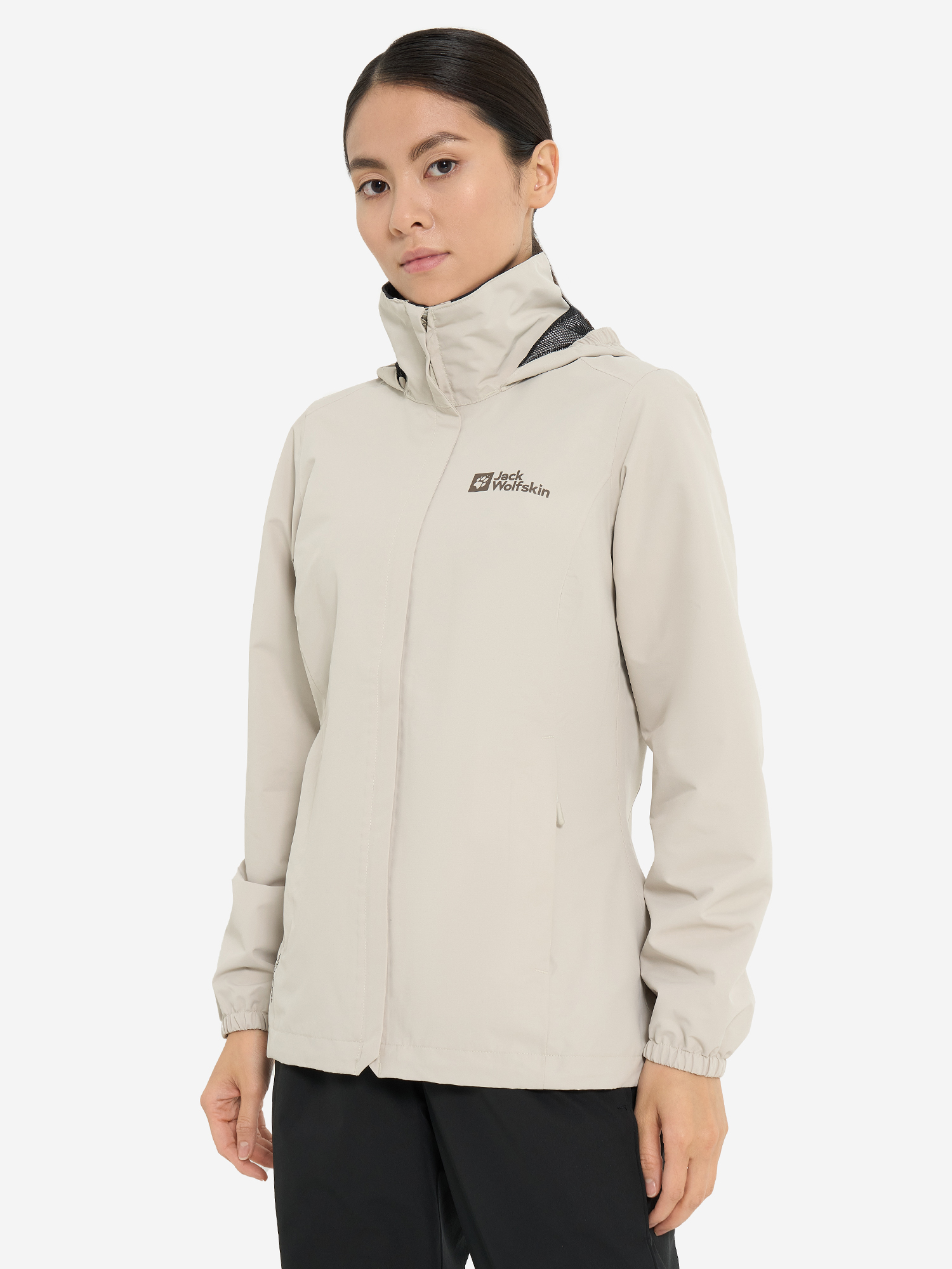 фото Куртка мембранная женская jack wolfskin stormy point, бежевый