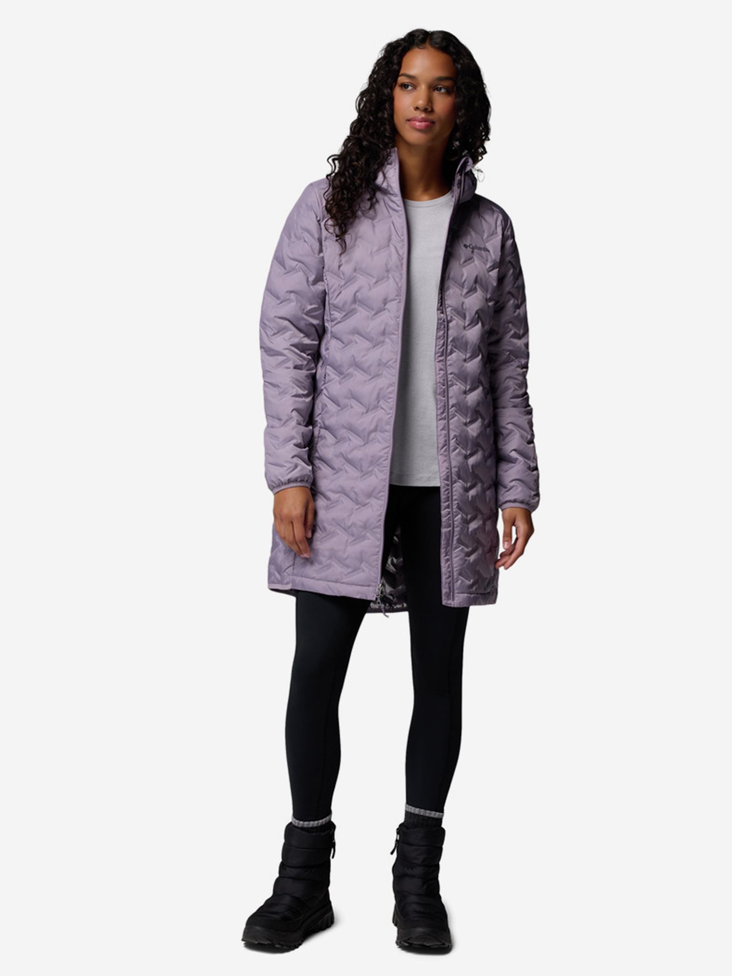 фото Пуховик женский columbia delta ridge ii long down jacket, розовый