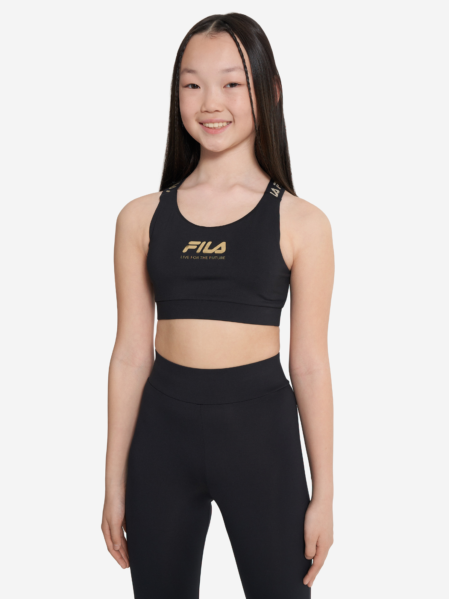 фото Топ бра спортивный для девочек fila, черный