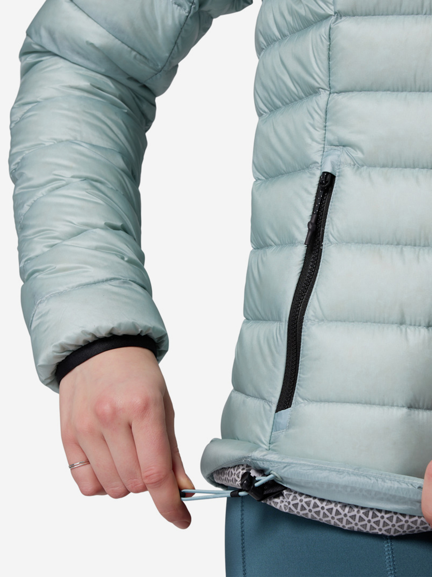 фото Пуховик женский columbia arctic crest down hooded jacket, голубой