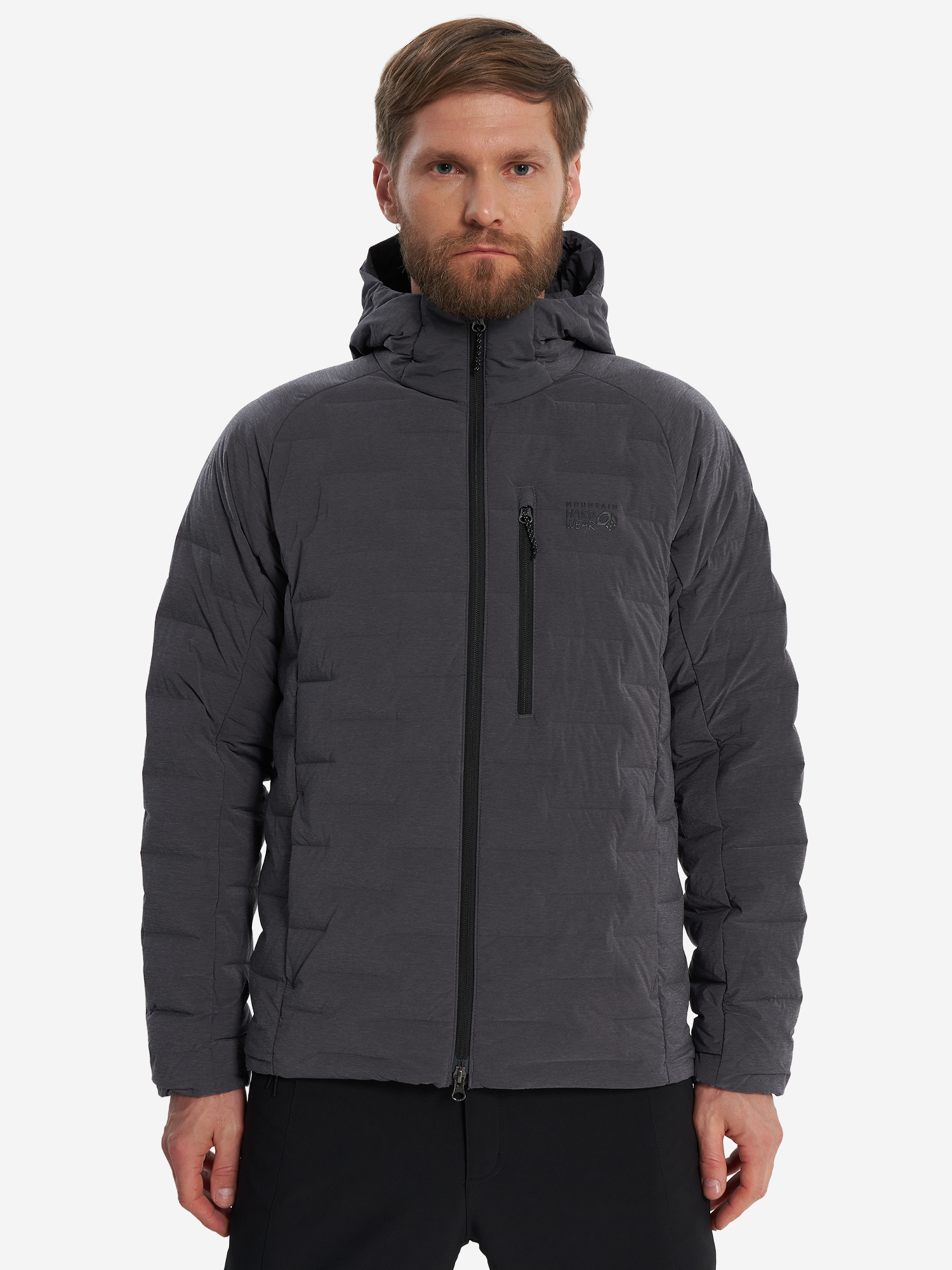 фото Пуховик мужской mountain hardwear stretchdown hoody, серый
