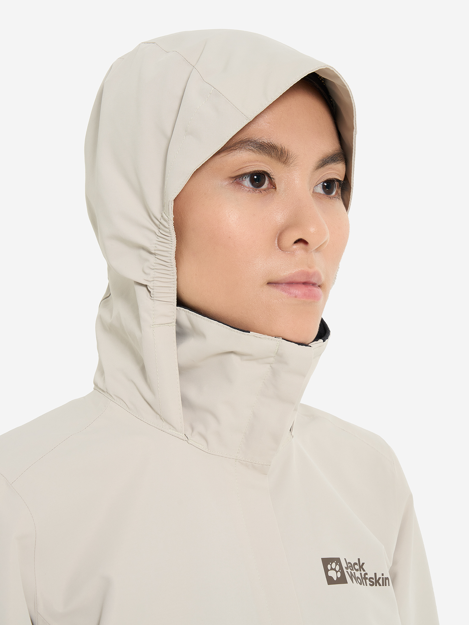 фото Куртка мембранная женская jack wolfskin stormy point, бежевый