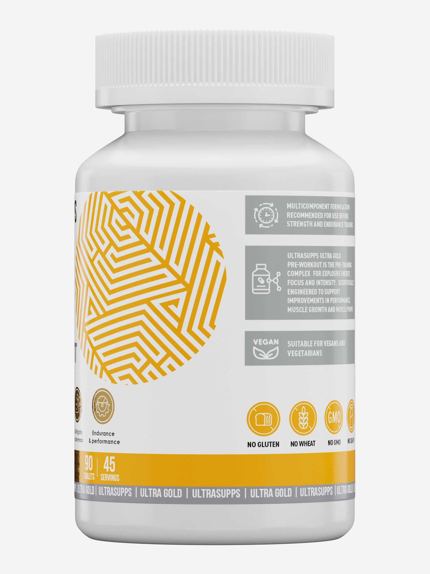 фото Предтренировочный комплекс ultrasupps ultra gold, 90 шт, белый