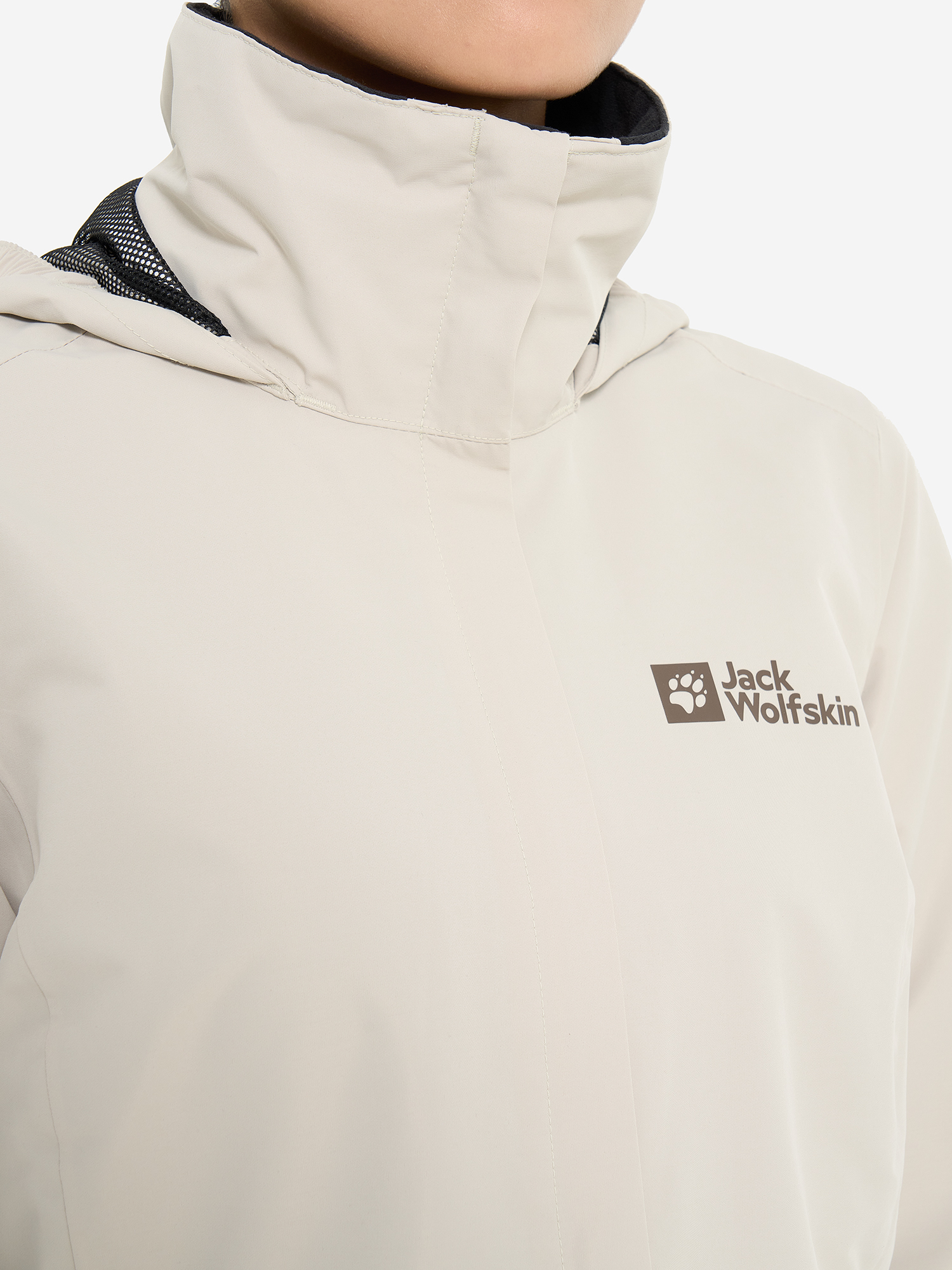 фото Куртка мембранная женская jack wolfskin stormy point, бежевый
