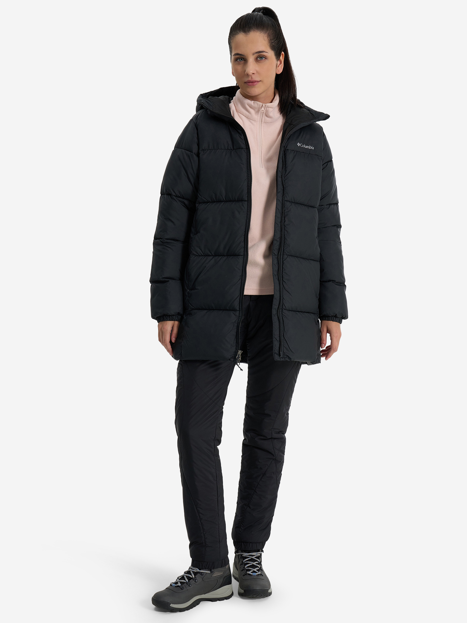 фото Куртка утепленная женская columbia puffect ii mid hooded jacket, черный