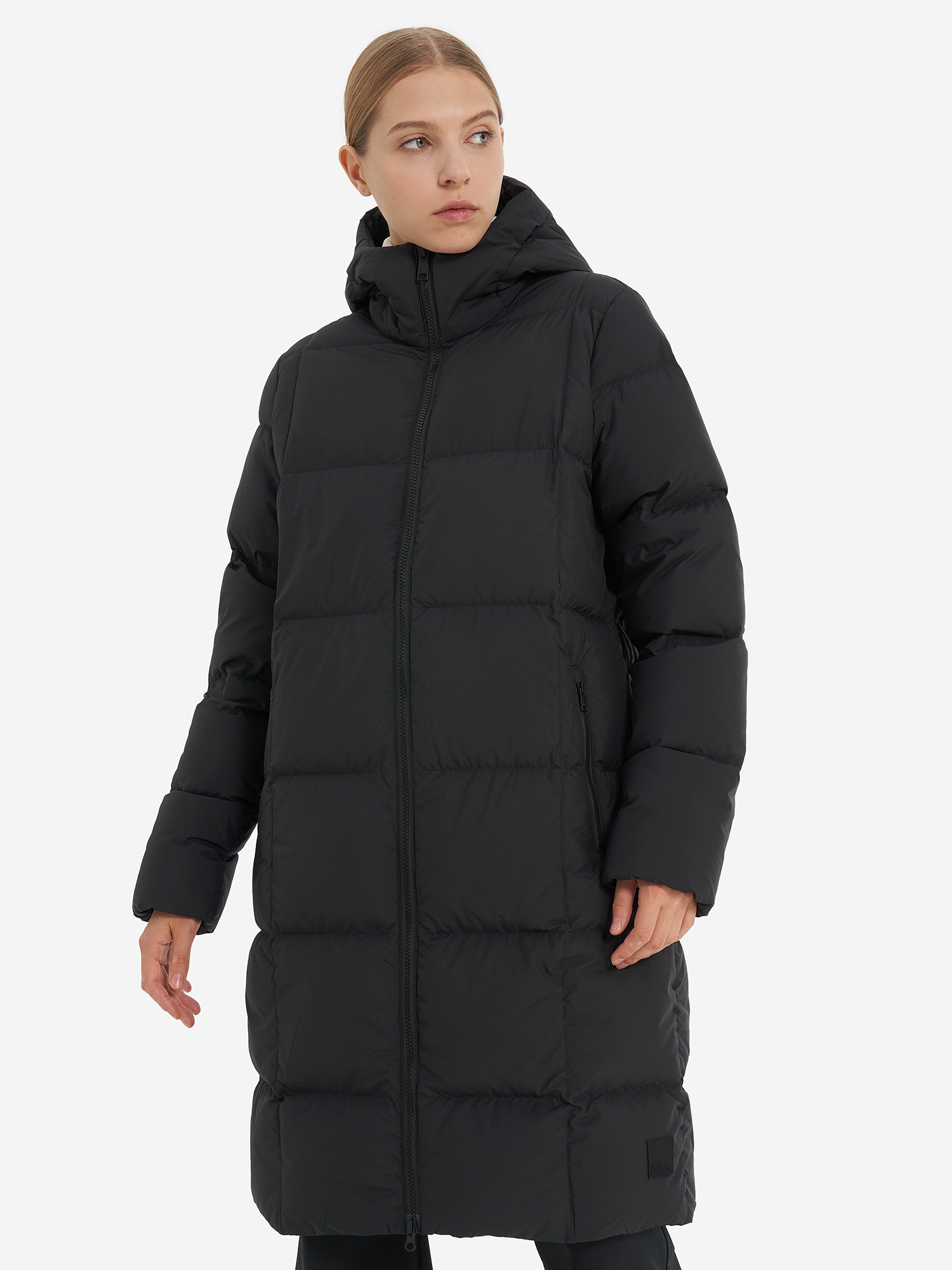 фото Пальто пуховое женское jack wolfskin frozen lake, черный