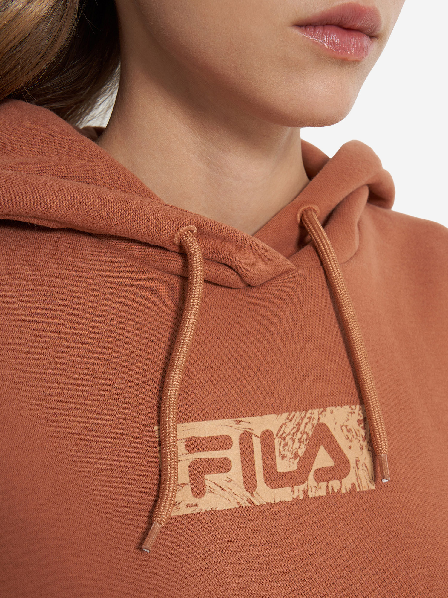 фото Худи женское оверсайз fila, коричневый